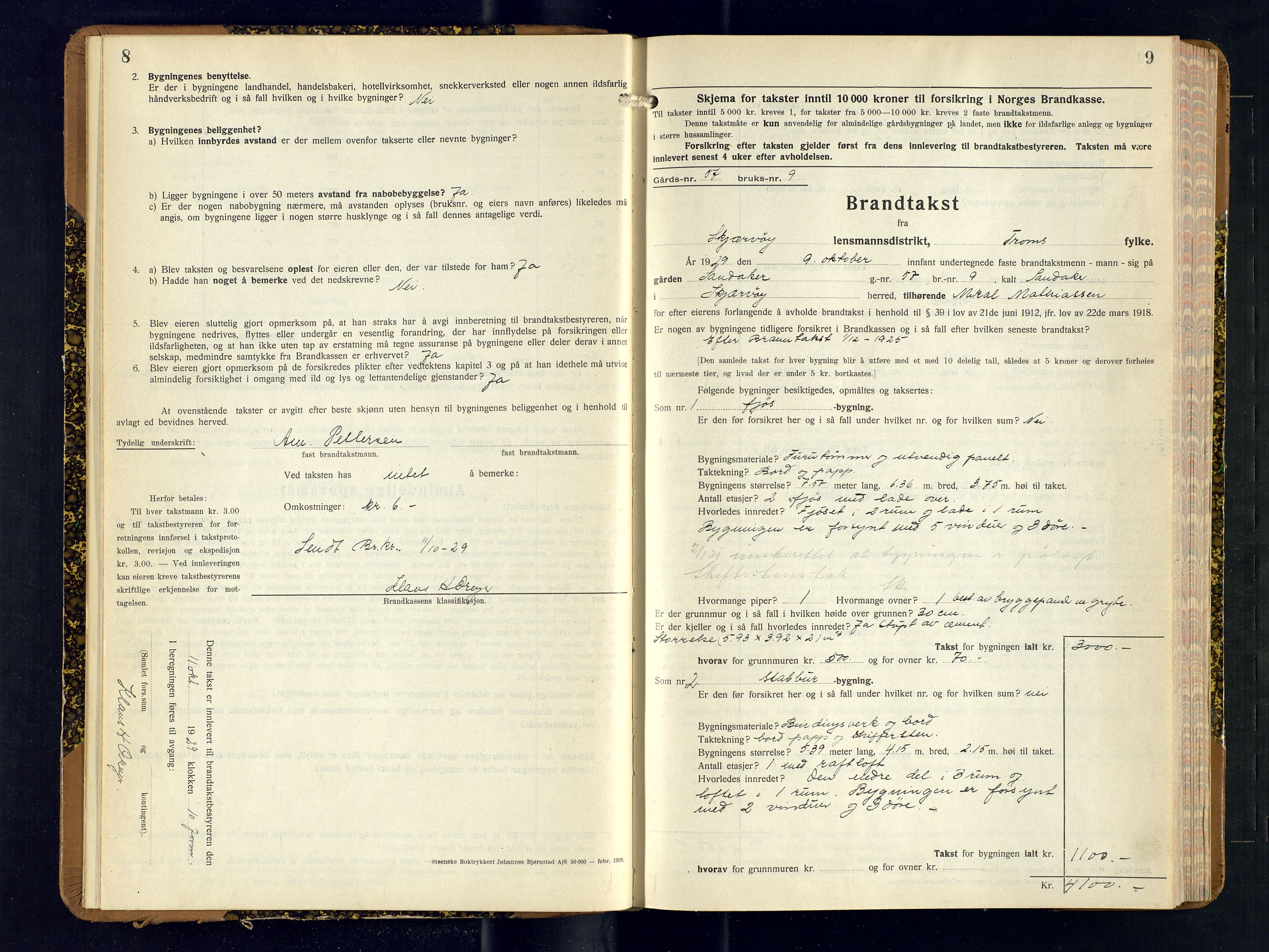 Skjervøy lensmannskontor, AV/SATØ-SATØ-63/F/Fu/Fub/L0262: Branntakstprotokoll (S), 1929-1931, p. 8-9