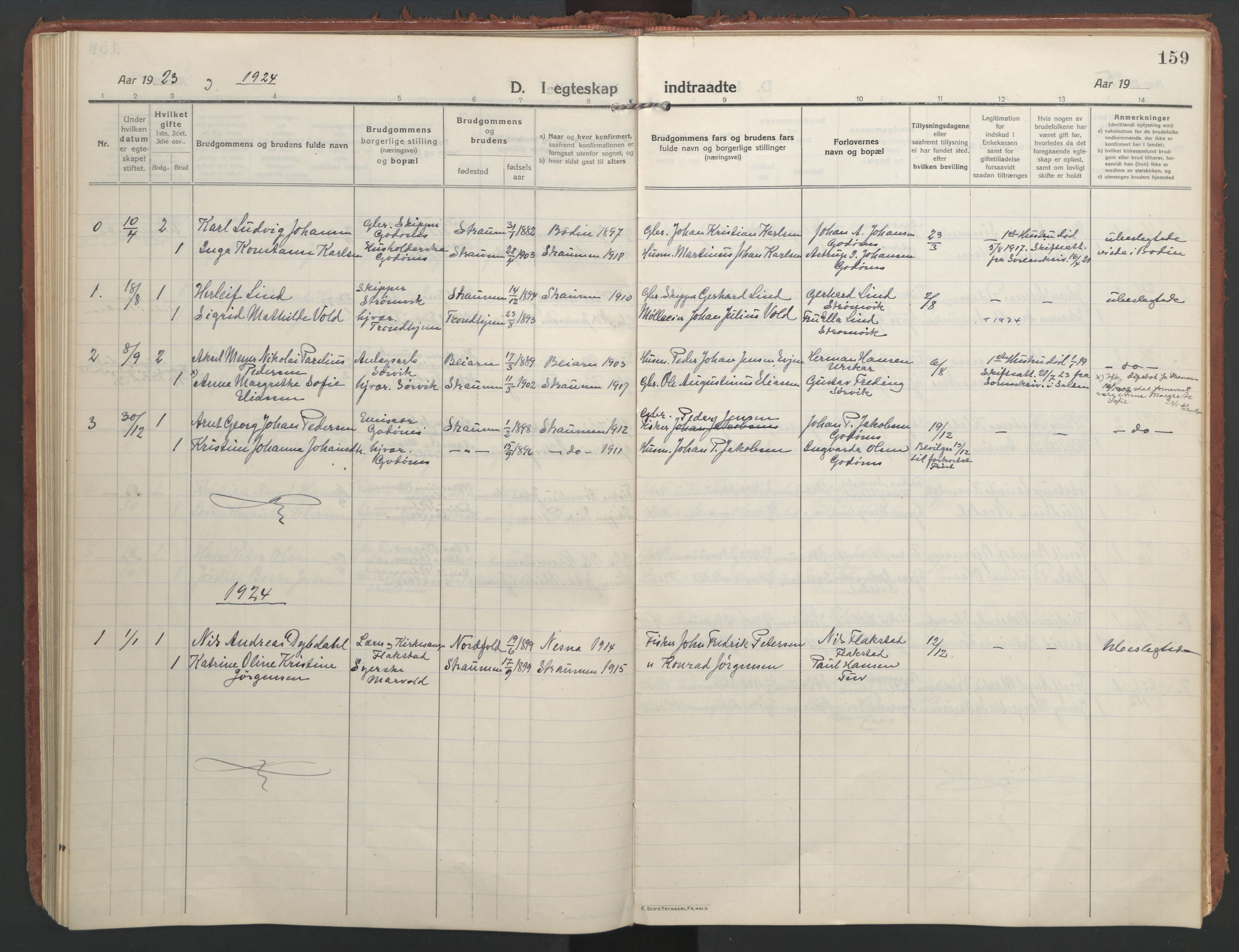 Ministerialprotokoller, klokkerbøker og fødselsregistre - Nordland, AV/SAT-A-1459/804/L0086: Parish register (official) no. 804A07, 1916-1935, p. 159