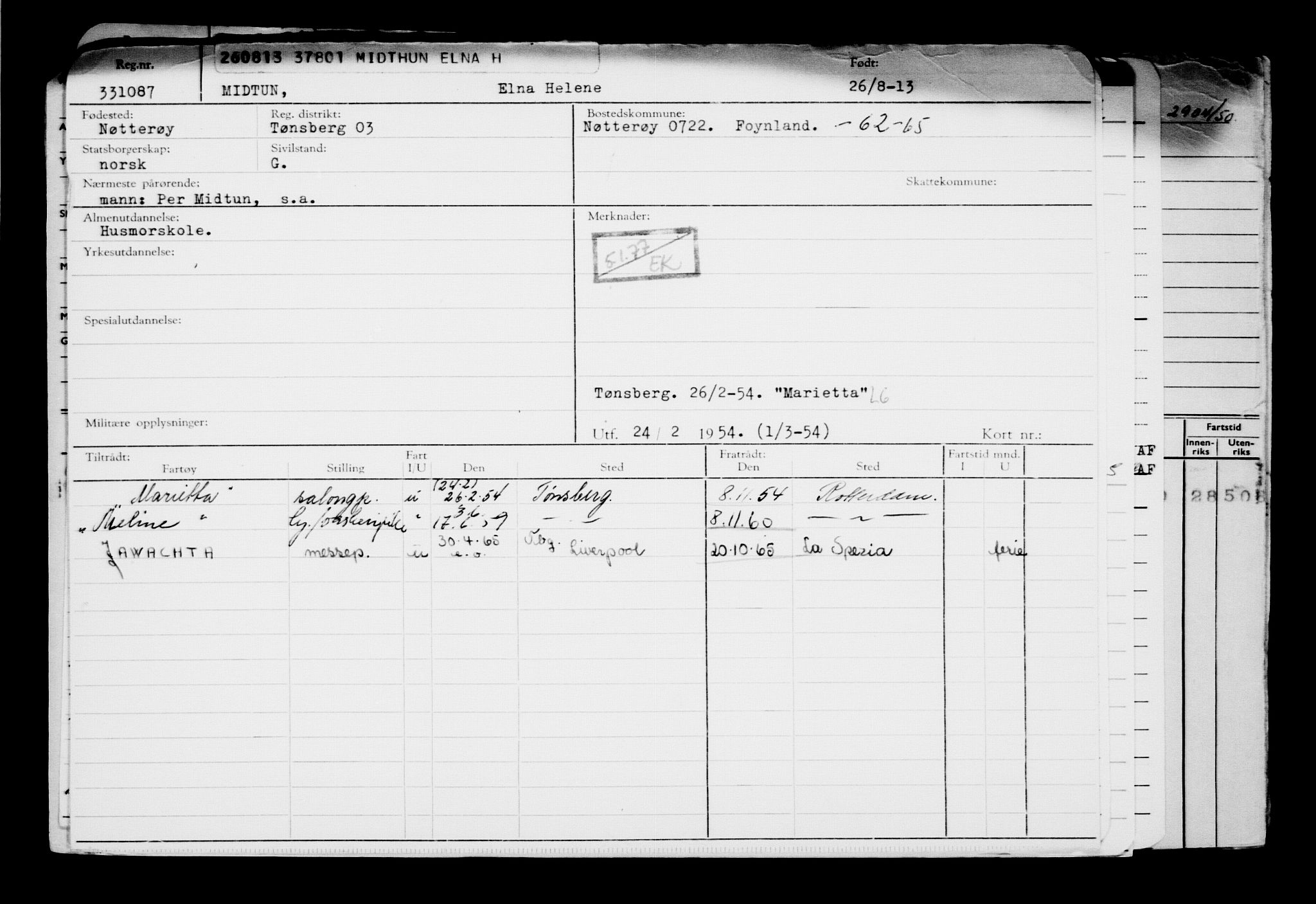 Direktoratet for sjømenn, AV/RA-S-3545/G/Gb/L0114: Hovedkort, 1913, p. 903