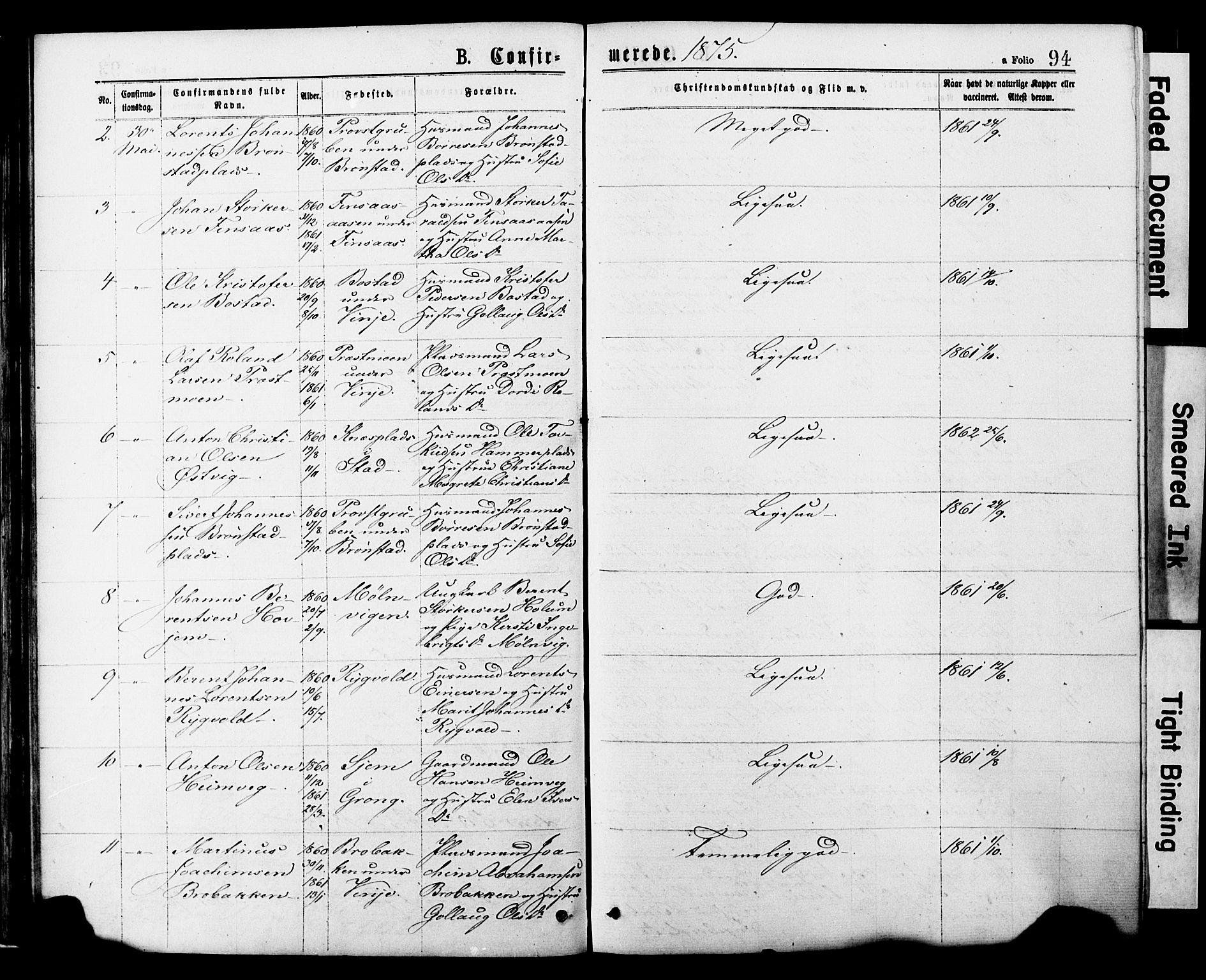 Ministerialprotokoller, klokkerbøker og fødselsregistre - Nord-Trøndelag, SAT/A-1458/749/L0473: Parish register (official) no. 749A07, 1873-1887, p. 94