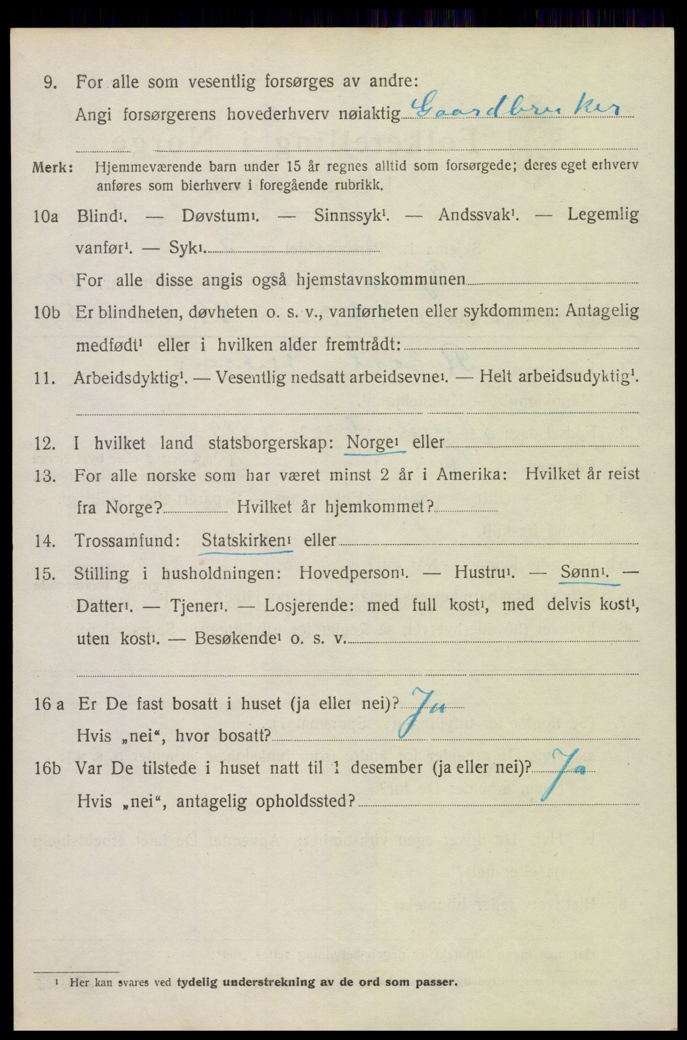 SAK, 1920 census for Fjære, 1920, p. 11724