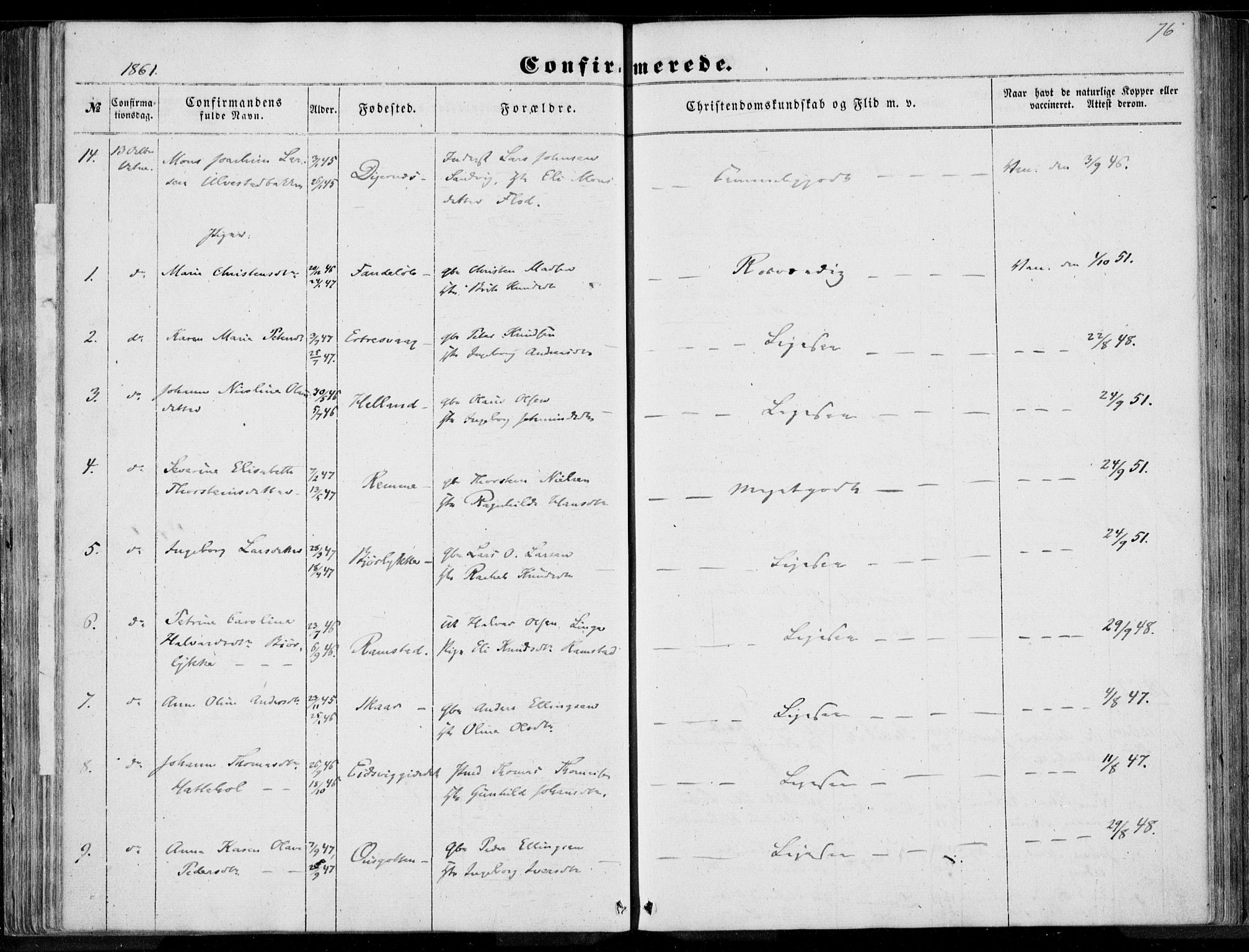 Ministerialprotokoller, klokkerbøker og fødselsregistre - Møre og Romsdal, AV/SAT-A-1454/524/L0354: Parish register (official) no. 524A06, 1857-1863, p. 76