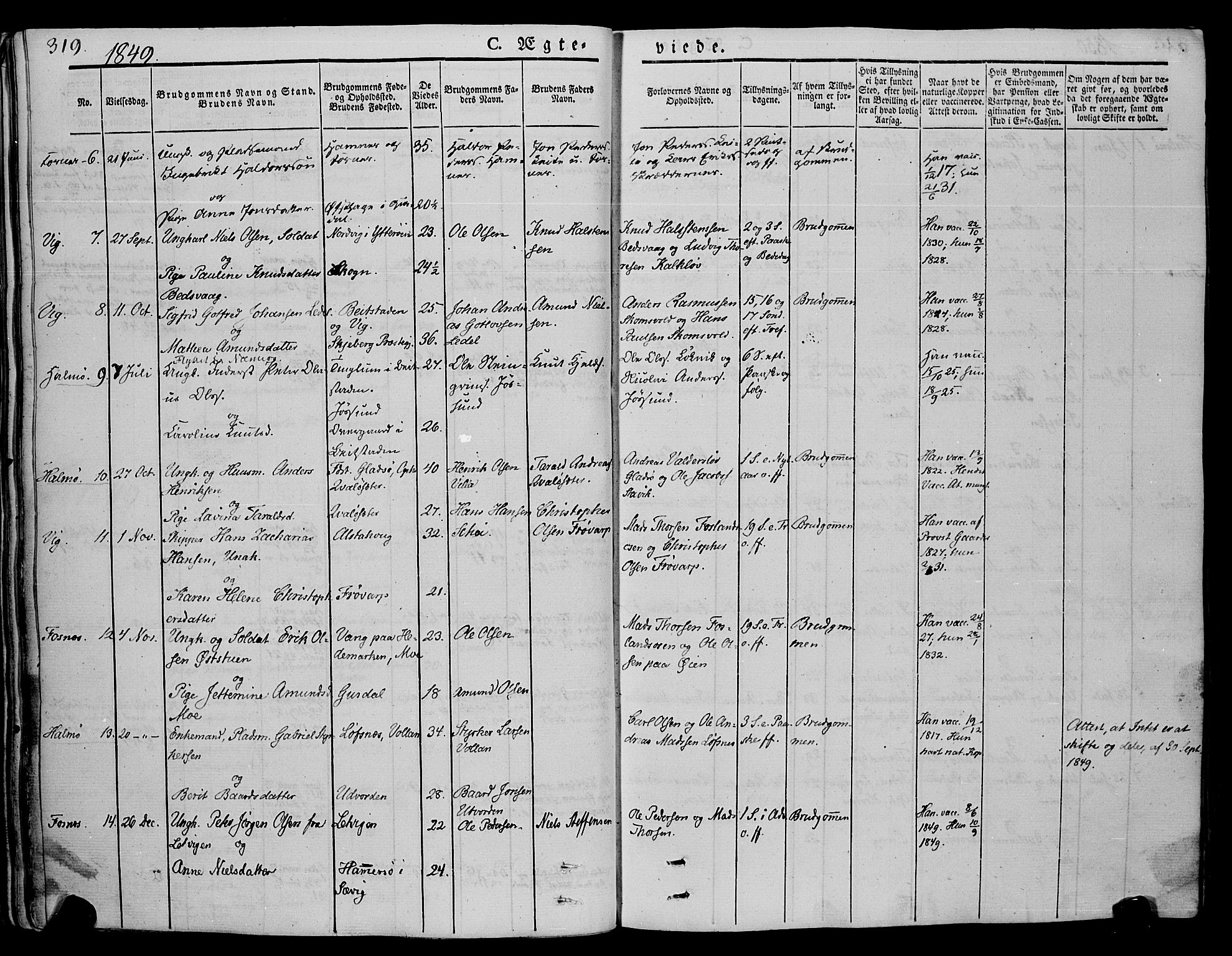 Ministerialprotokoller, klokkerbøker og fødselsregistre - Nord-Trøndelag, SAT/A-1458/773/L0614: Parish register (official) no. 773A05, 1831-1856, p. 319