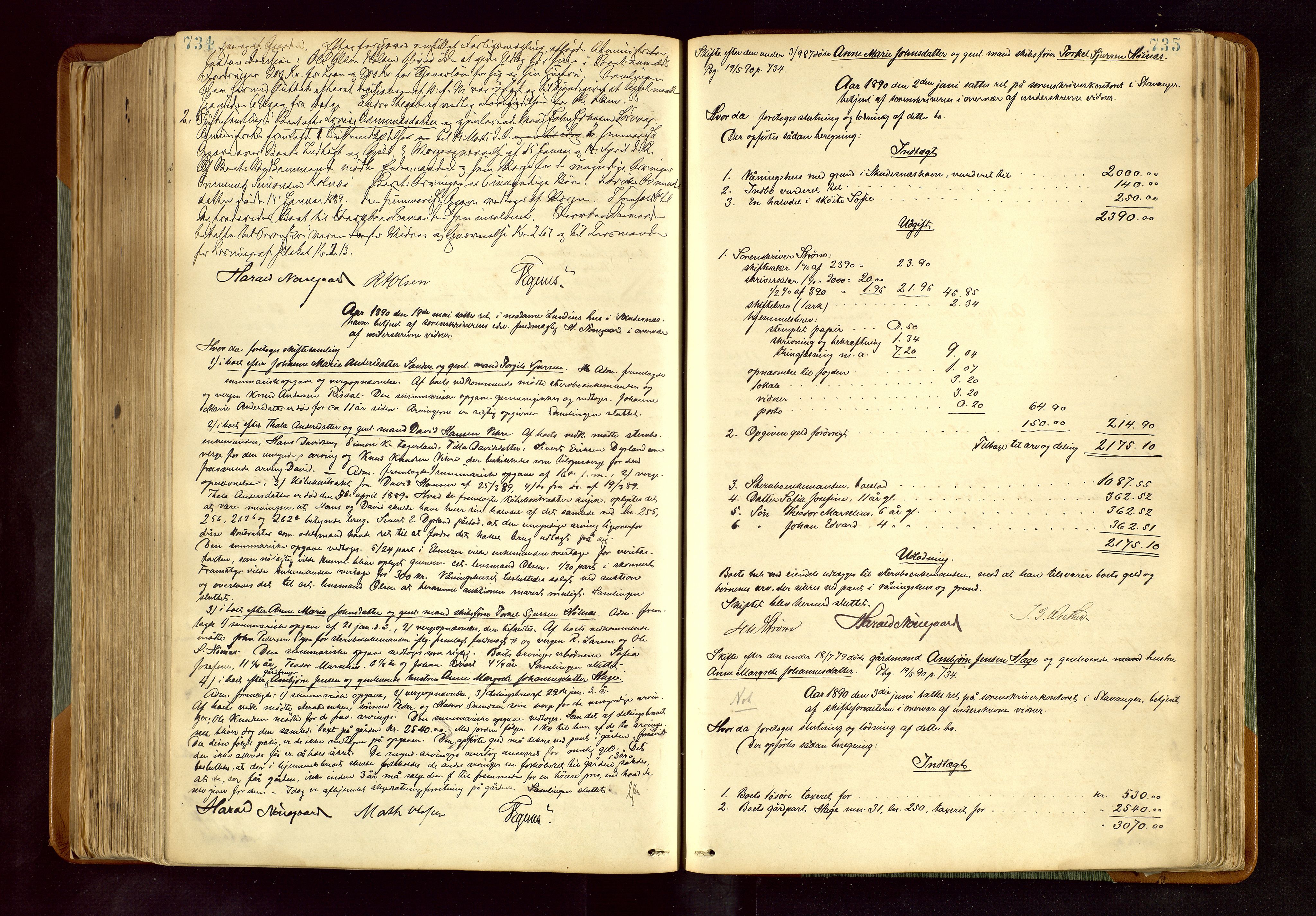 Karmsund sorenskriveri, AV/SAST-A-100311/01/IV/IVDB/L0011: SKIFTEPROTOKOLL SKUDENES, AVALDSNES, 1879-1894, p. 734-735