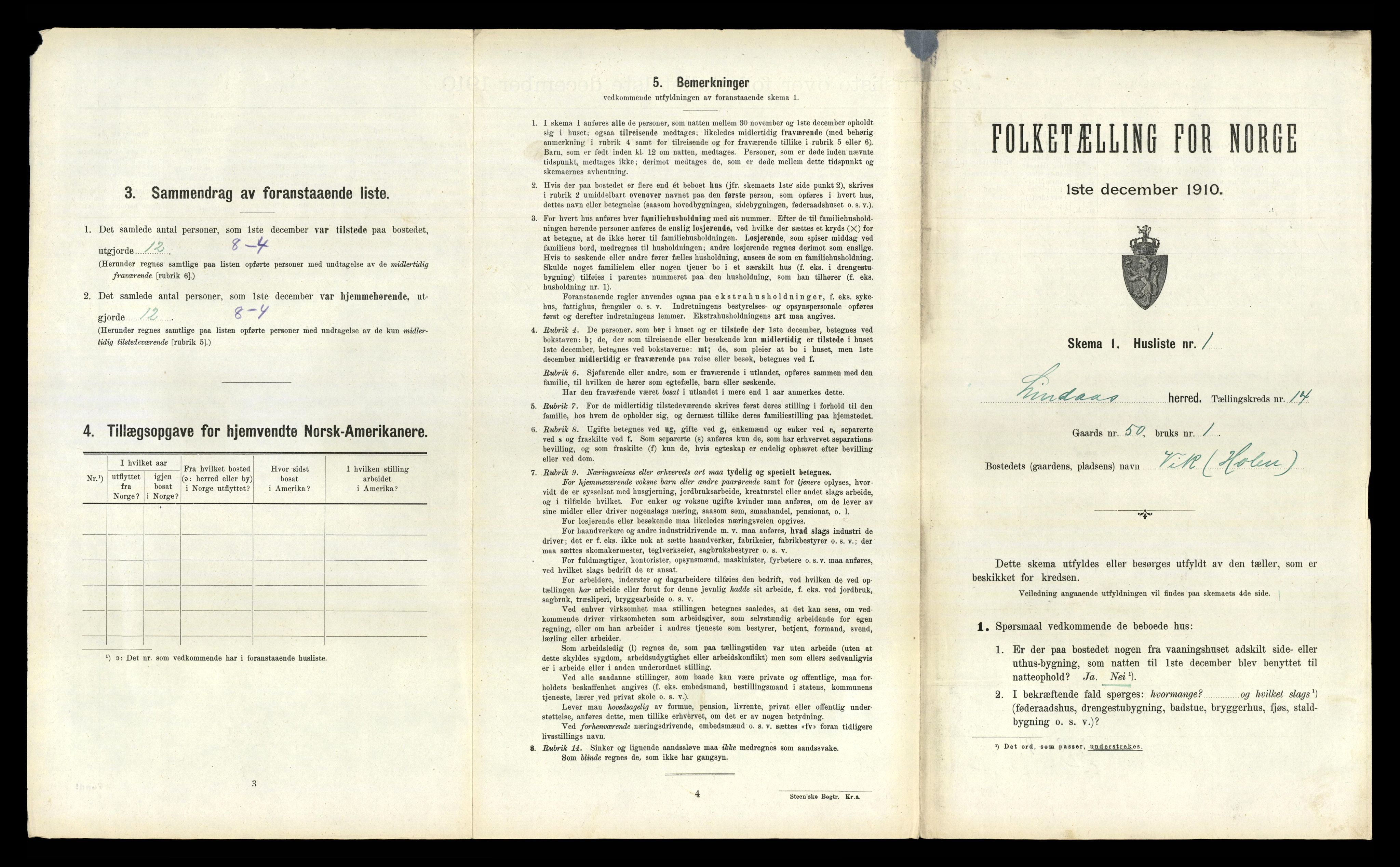 RA, 1910 census for Lindås, 1910, p. 904