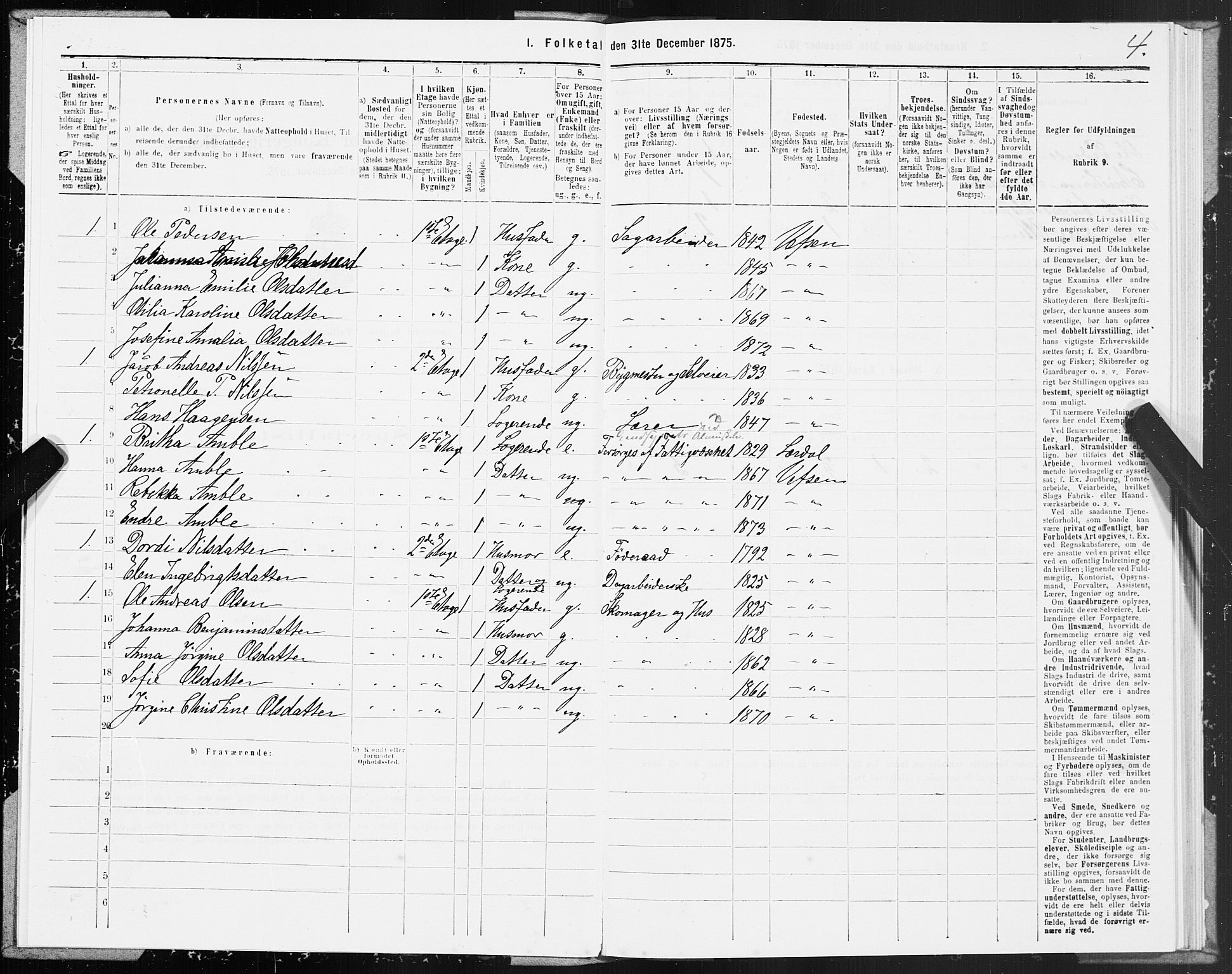 SAT, 1875 census for 1802B Vefsn/Mosjøen, 1875, p. 4