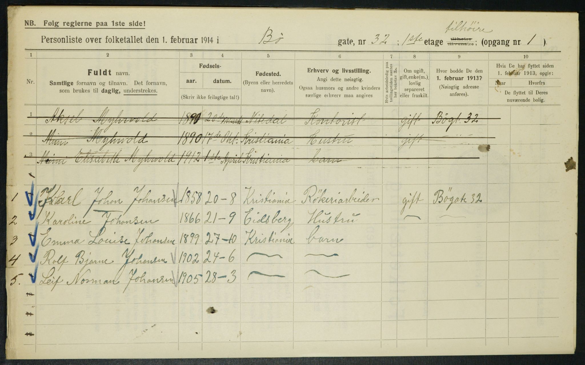 OBA, Municipal Census 1914 for Kristiania, 1914, p. 11512