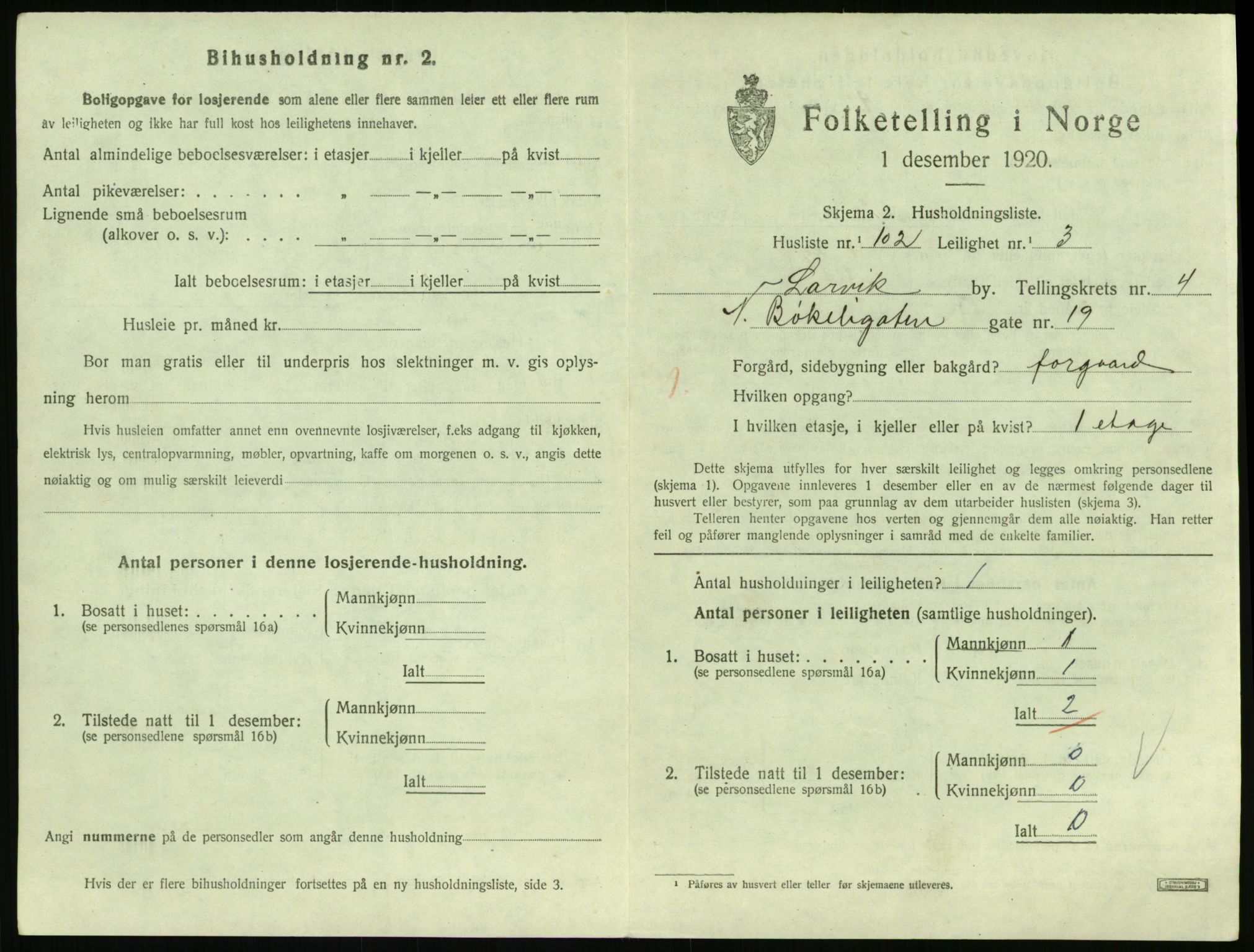 SAKO, 1920 census for Larvik, 1920, p. 4684