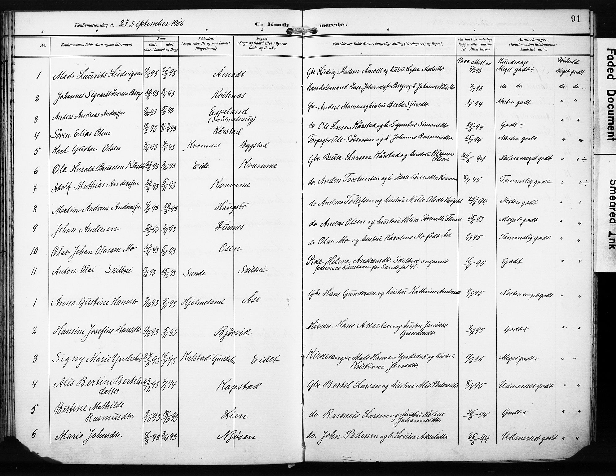 Gaular sokneprestembete, AV/SAB-A-80001/H/Haa: Parish register (official) no. C 2, 1898-1910, p. 91