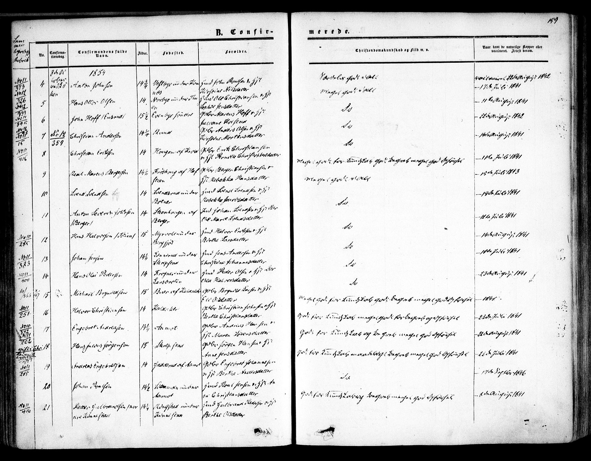 Høland prestekontor Kirkebøker, AV/SAO-A-10346a/F/Fa/L0010: Parish register (official) no. I 10, 1854-1861, p. 159