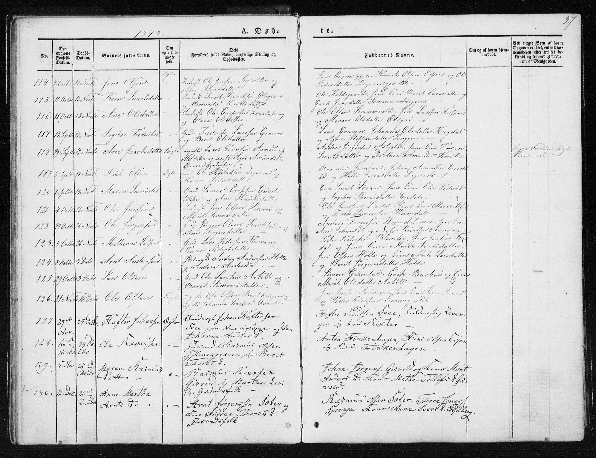 Ministerialprotokoller, klokkerbøker og fødselsregistre - Sør-Trøndelag, SAT/A-1456/668/L0805: Parish register (official) no. 668A05, 1840-1853, p. 27
