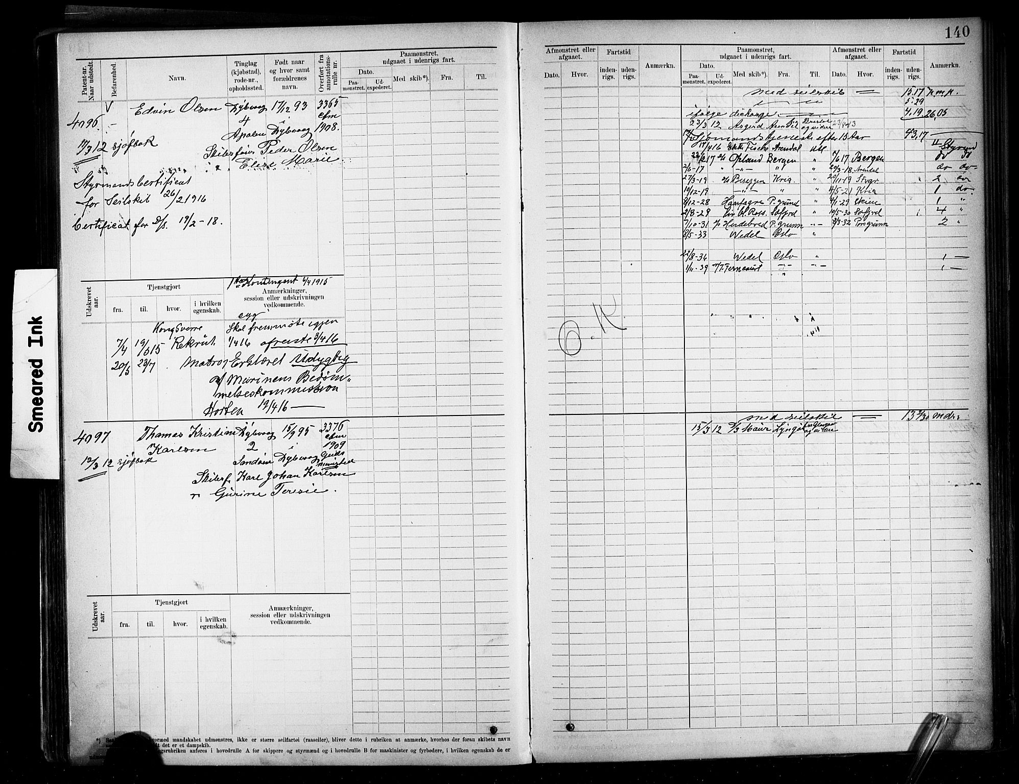 Tvedestrand mønstringskrets, AV/SAK-2031-0011/F/Fb/L0020: Hovedrulle A nr 3819-4409, U-36, 1906-1918, p. 145