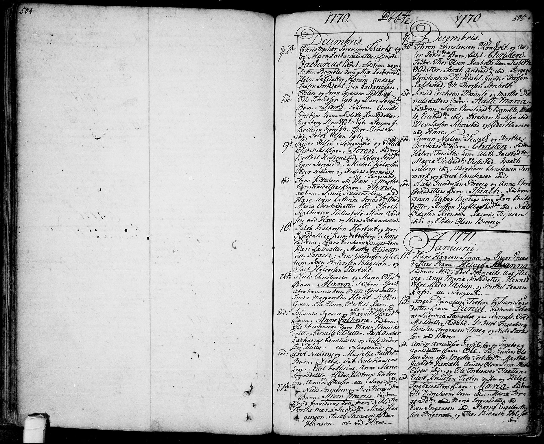 Bamble kirkebøker, SAKO/A-253/F/Fa/L0001: Parish register (official) no. I 1, 1702-1774, p. 504-505
