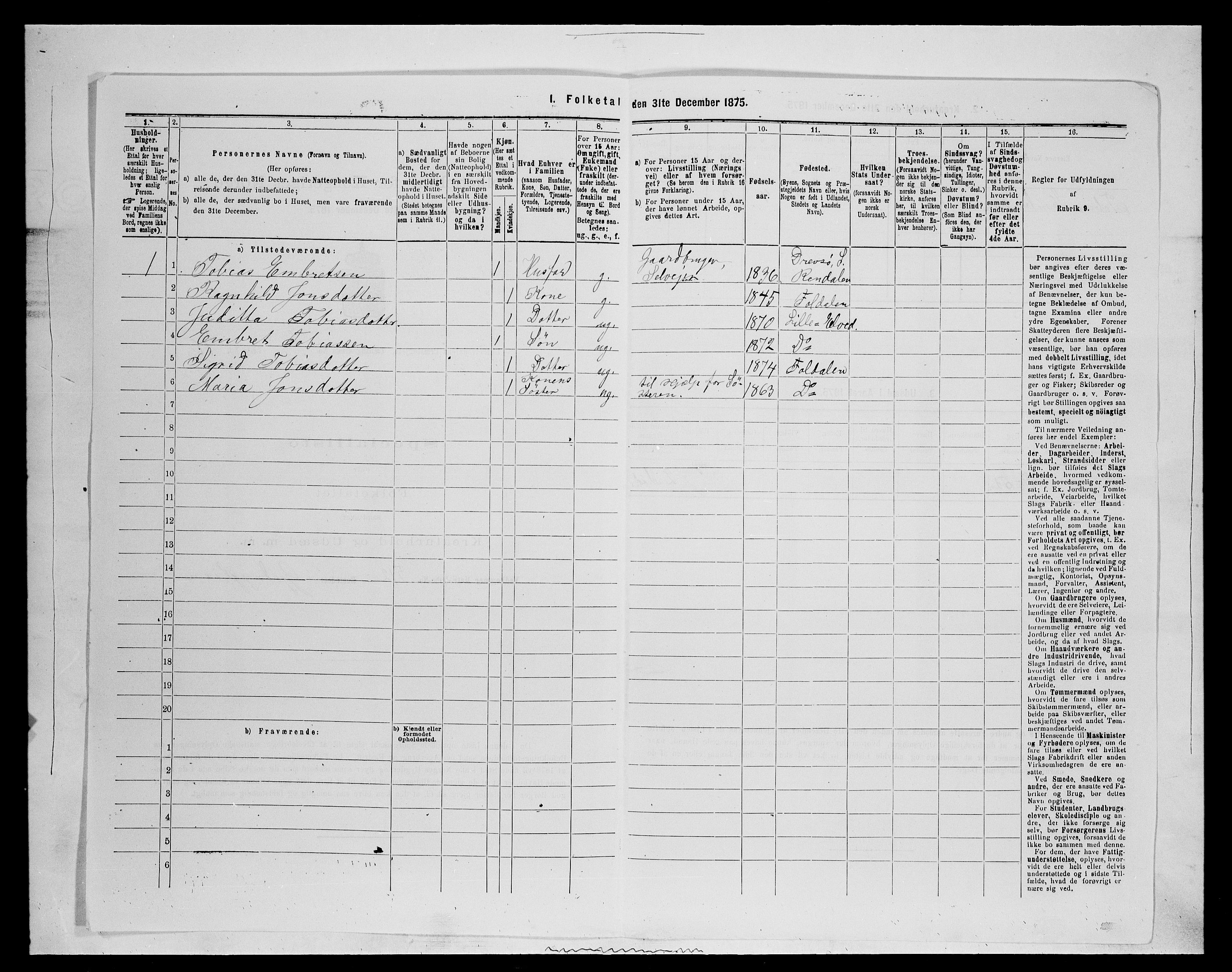 SAH, 1875 census for 0438P Lille Elvedalen, 1875, p. 725