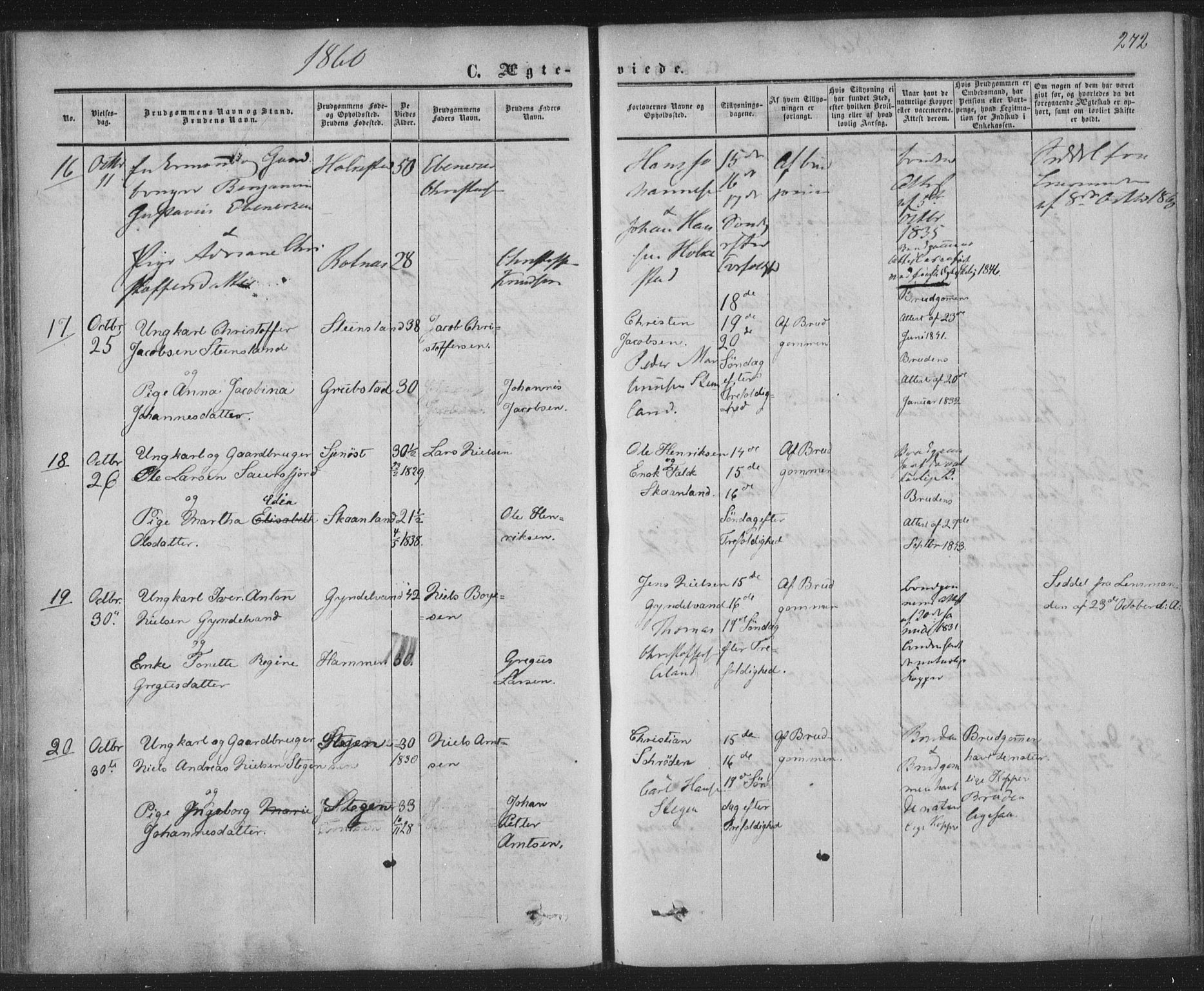 Ministerialprotokoller, klokkerbøker og fødselsregistre - Nordland, AV/SAT-A-1459/855/L0800: Parish register (official) no. 855A08, 1852-1864, p. 272