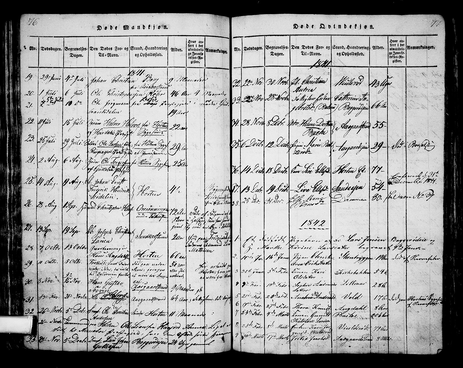 Borre kirkebøker, AV/SAKO-A-338/G/Ga/L0001: Parish register (copy) no. I 1, 1815-1851, p. 76-77