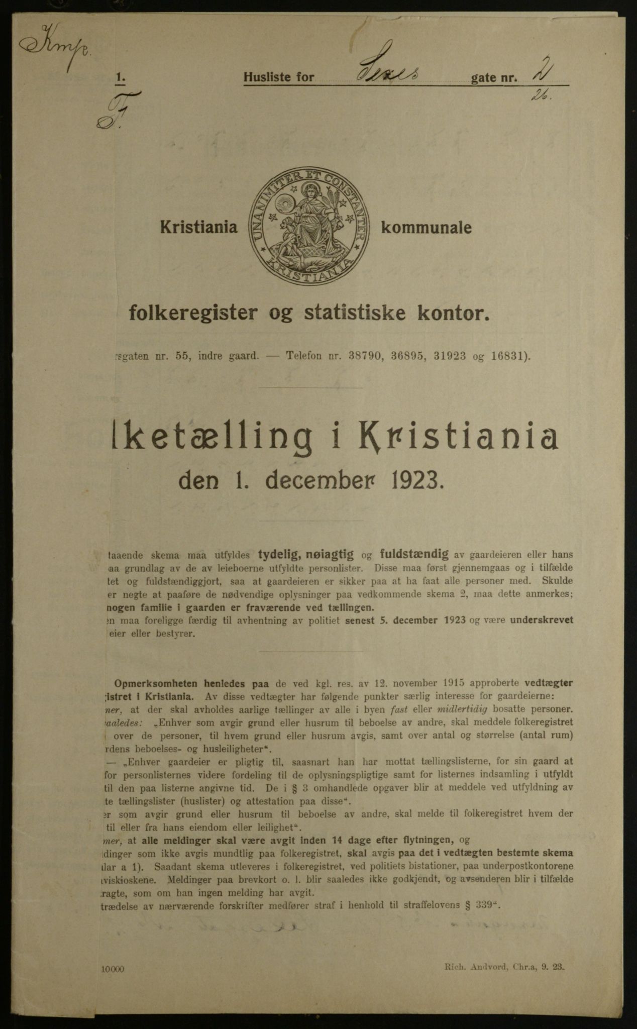 OBA, Municipal Census 1923 for Kristiania, 1923, p. 104768