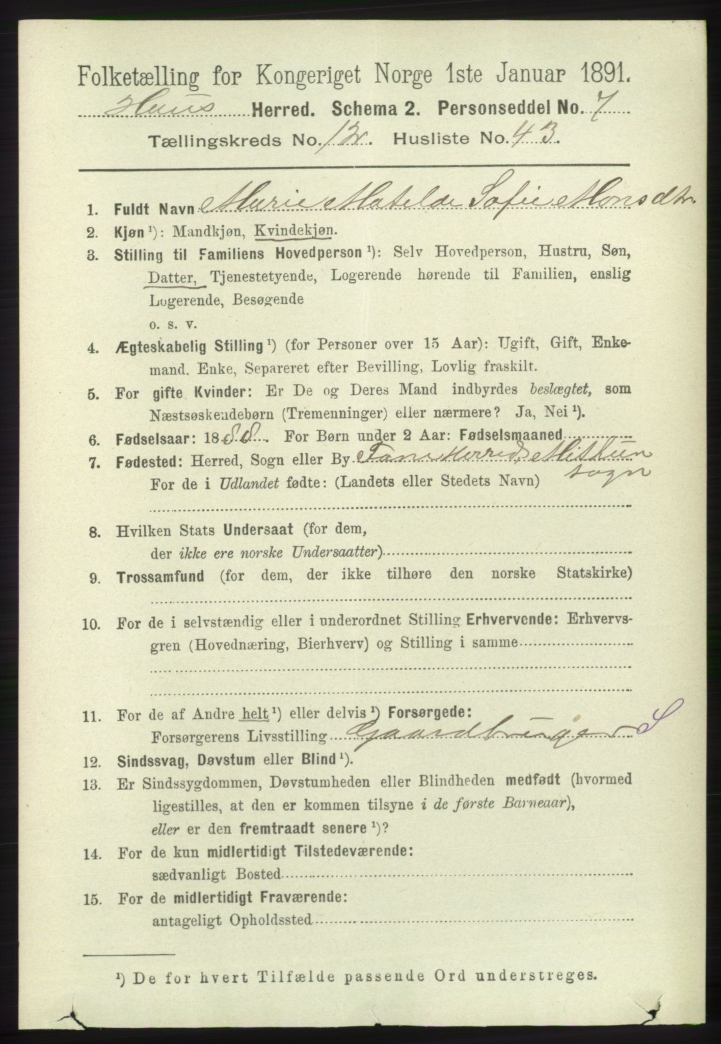 RA, 1891 census for 1250 Haus, 1891, p. 5510