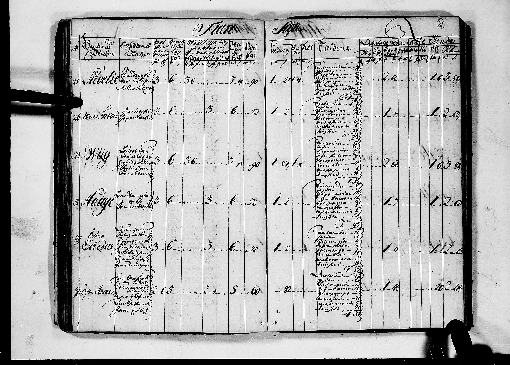 Rentekammeret inntil 1814, Realistisk ordnet avdeling, AV/RA-EA-4070/N/Nb/Nbf/L0124: Nedenes matrikkelprotokoll, 1723, p. 80b-81a