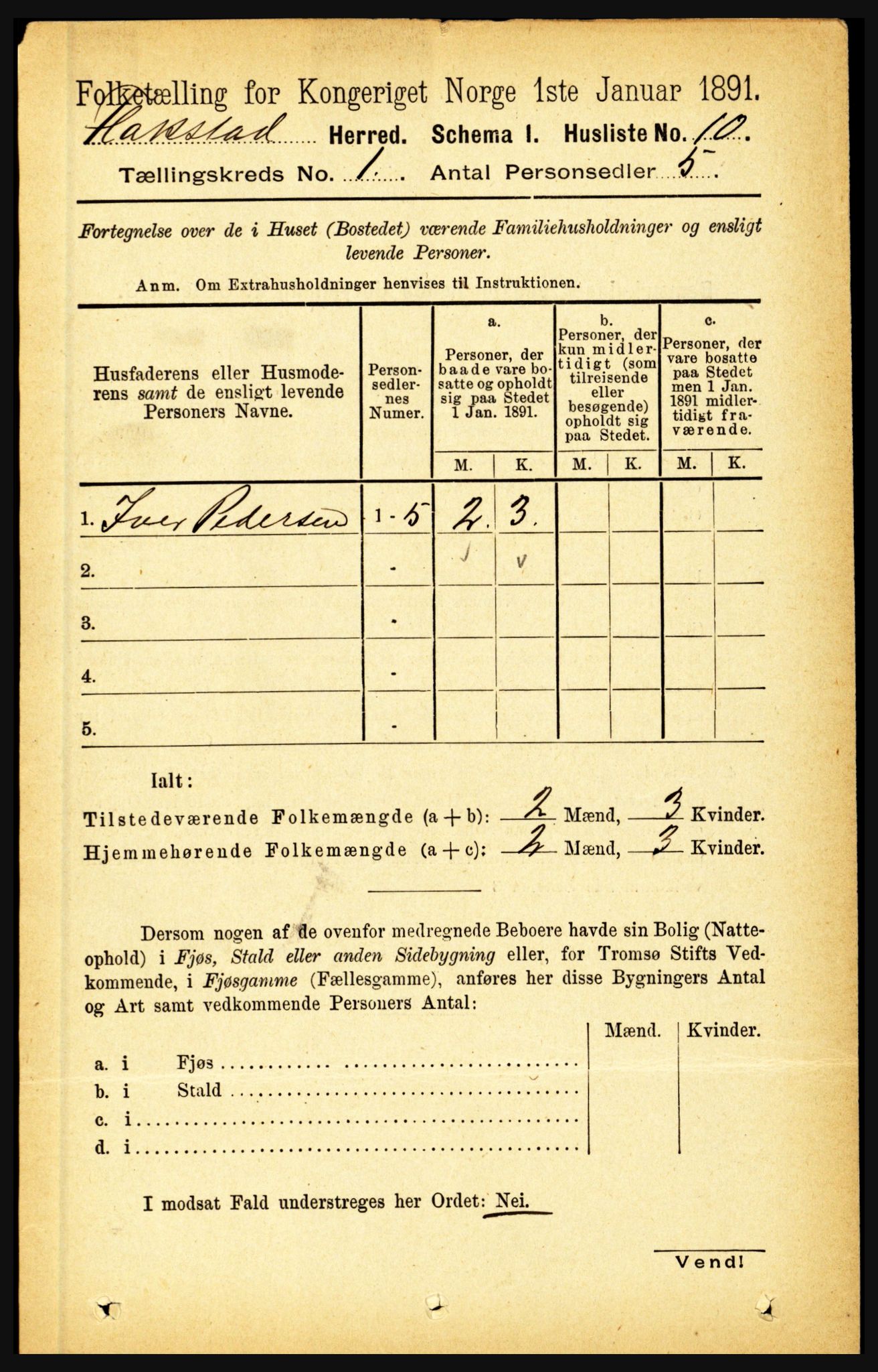 RA, 1891 census for 1859 Flakstad, 1891, p. 27