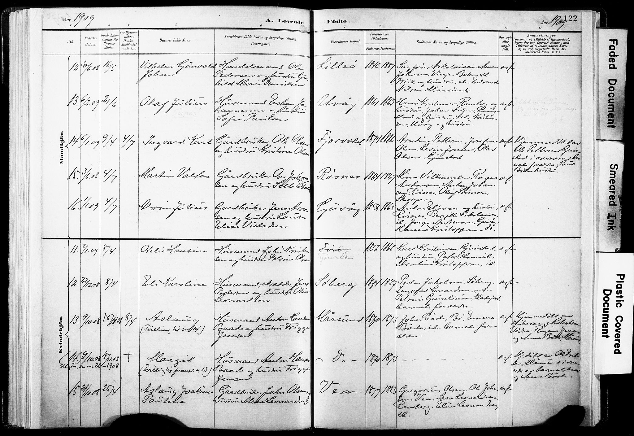 Ministerialprotokoller, klokkerbøker og fødselsregistre - Nordland, AV/SAT-A-1459/891/L1304: Parish register (official) no. 891A09, 1895-1921, p. 122