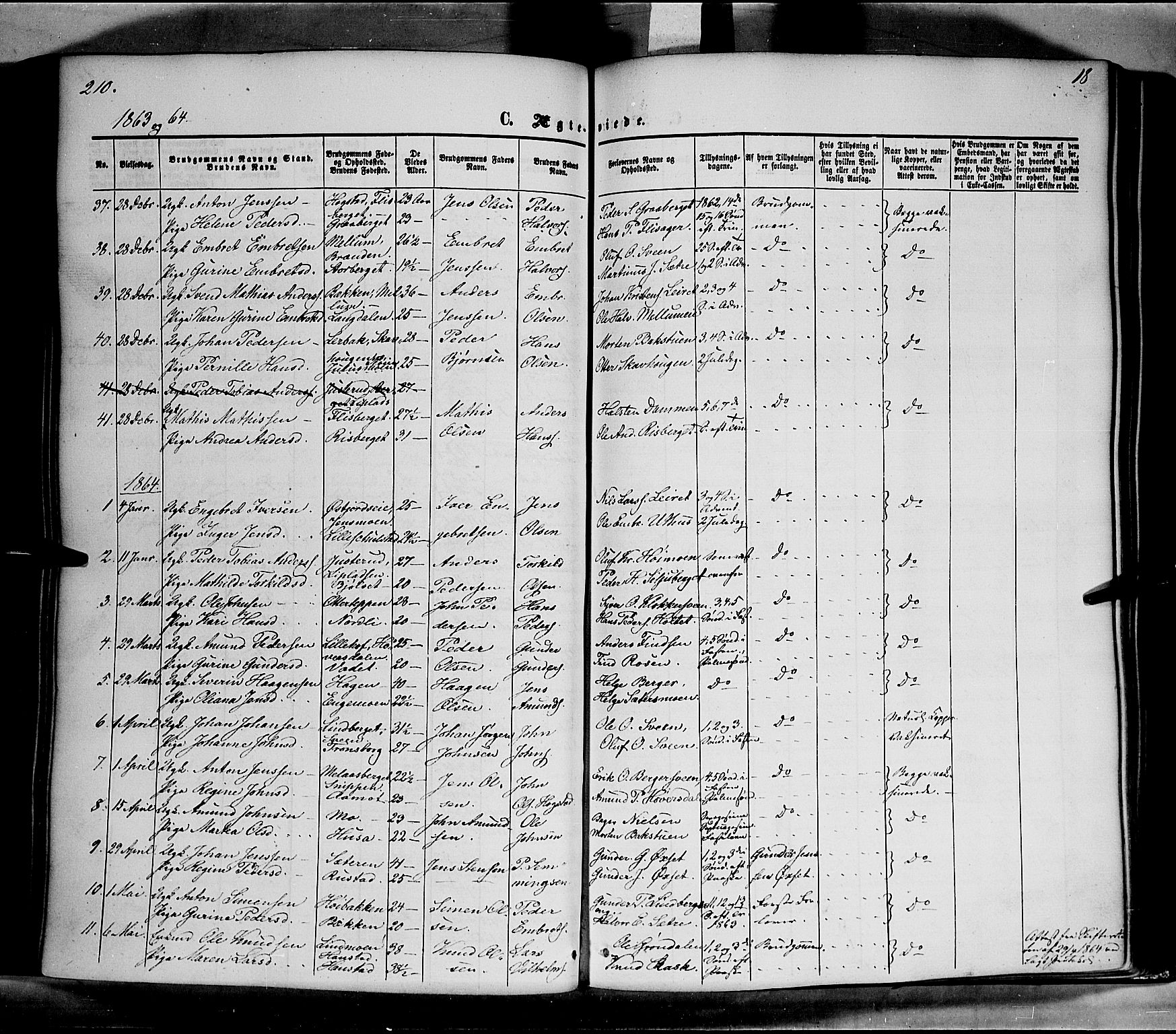 Elverum prestekontor, AV/SAH-PREST-044/H/Ha/Haa/L0010: Parish register (official) no. 10, 1857-1868, p. 210