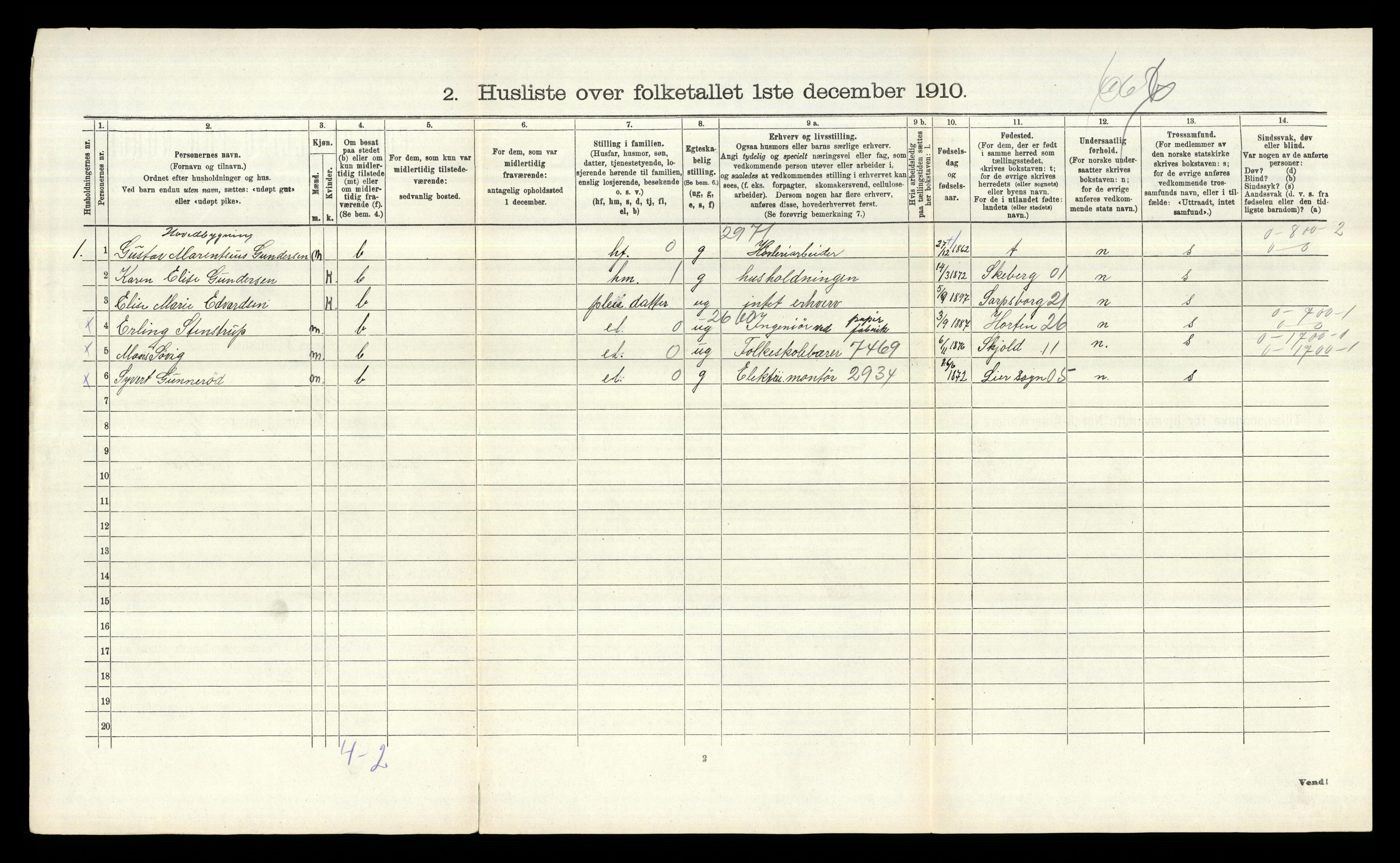 RA, 1910 census for Borge, 1910, p. 937