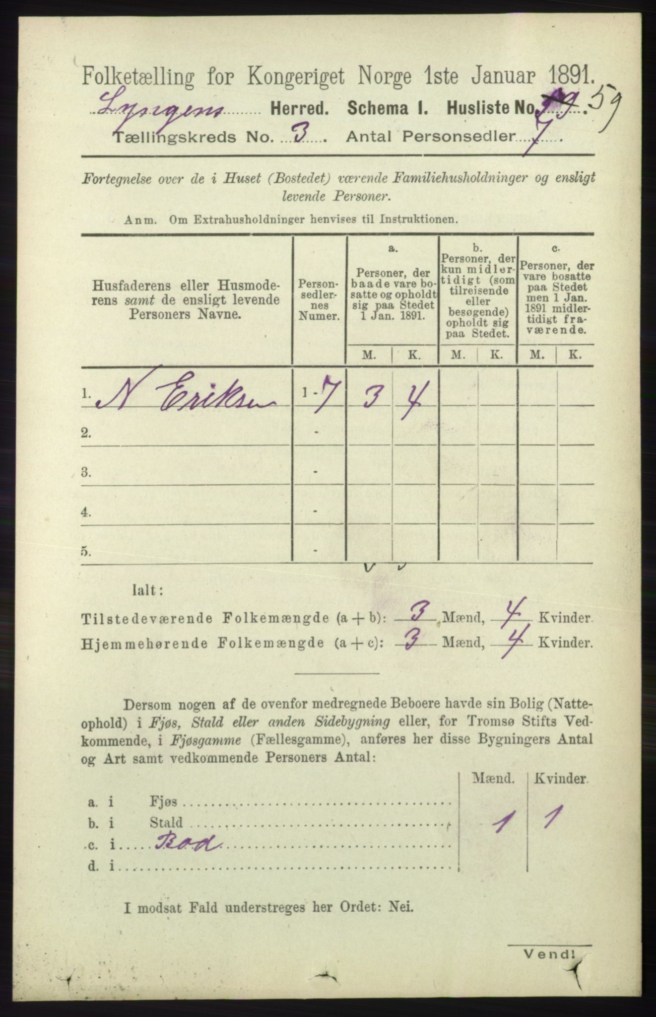 RA, 1891 census for 1938 Lyngen, 1891, p. 3128