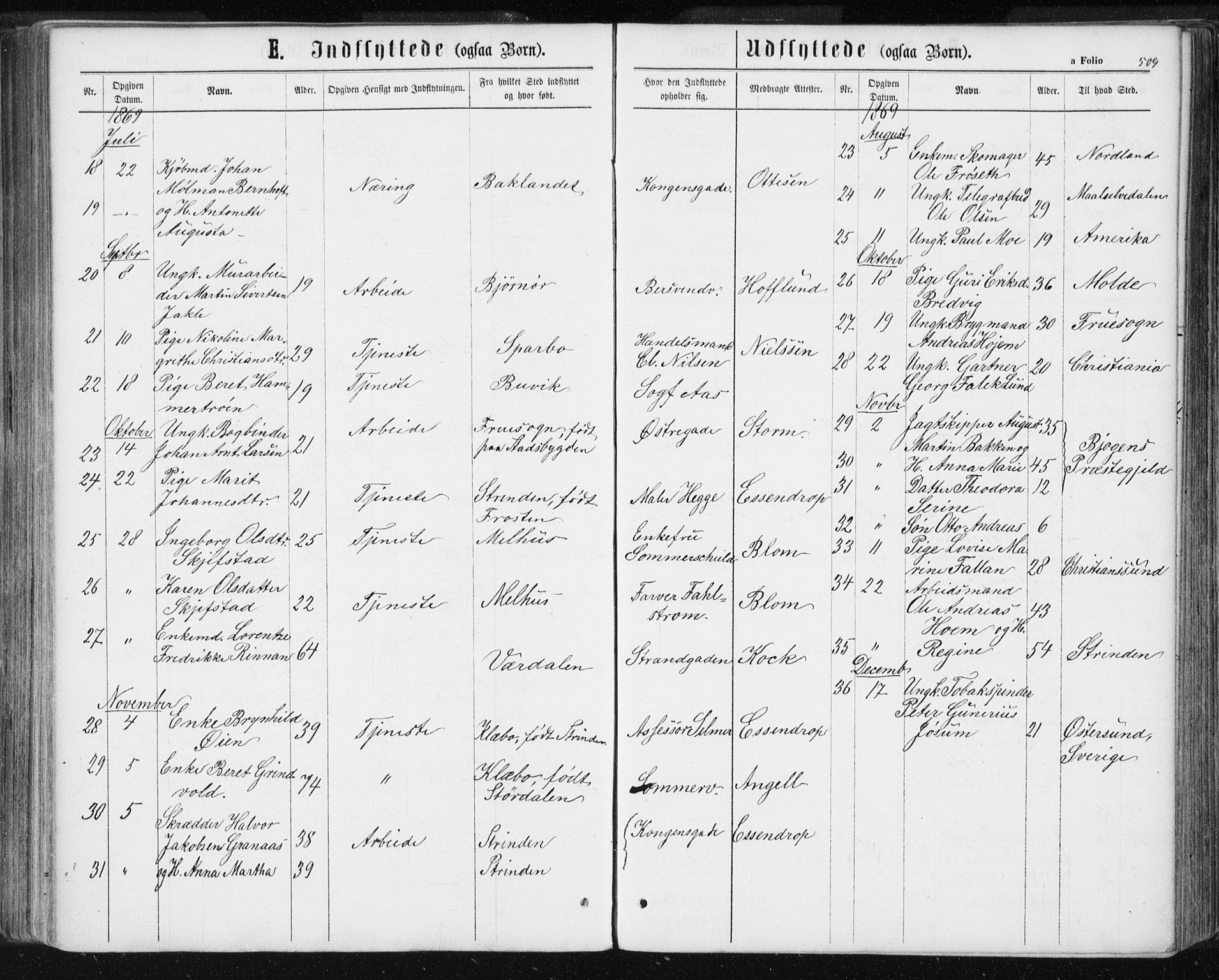 Ministerialprotokoller, klokkerbøker og fødselsregistre - Sør-Trøndelag, SAT/A-1456/601/L0055: Parish register (official) no. 601A23, 1866-1877, p. 509