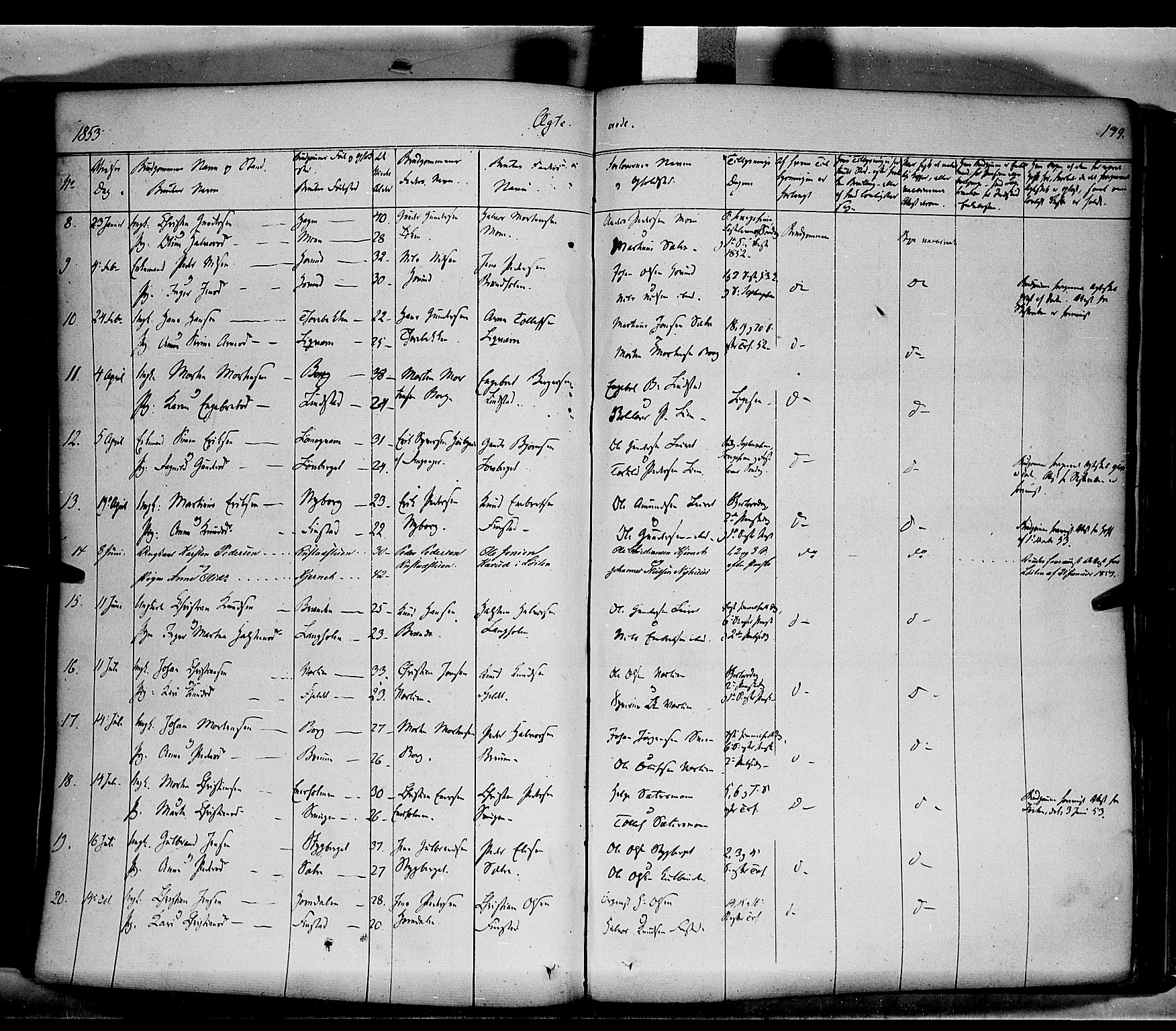 Elverum prestekontor, AV/SAH-PREST-044/H/Ha/Haa/L0009: Parish register (official) no. 9, 1843-1856, p. 179