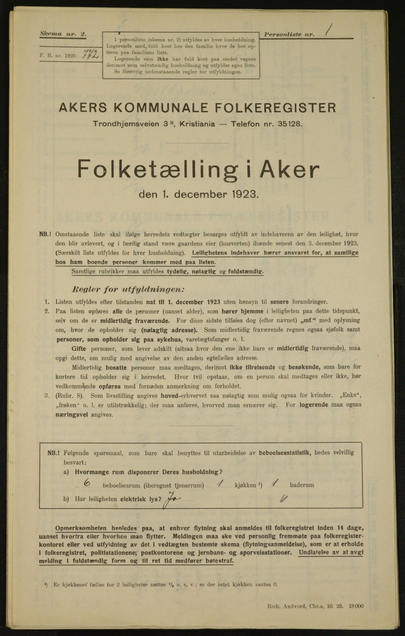 , Municipal Census 1923 for Aker, 1923, p. 4749