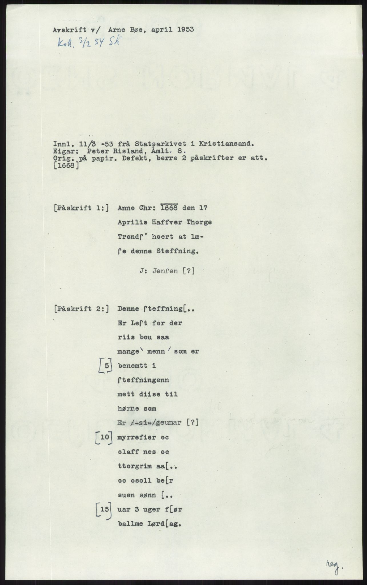 Samlinger til kildeutgivelse, Diplomavskriftsamlingen, RA/EA-4053/H/Ha, p. 907