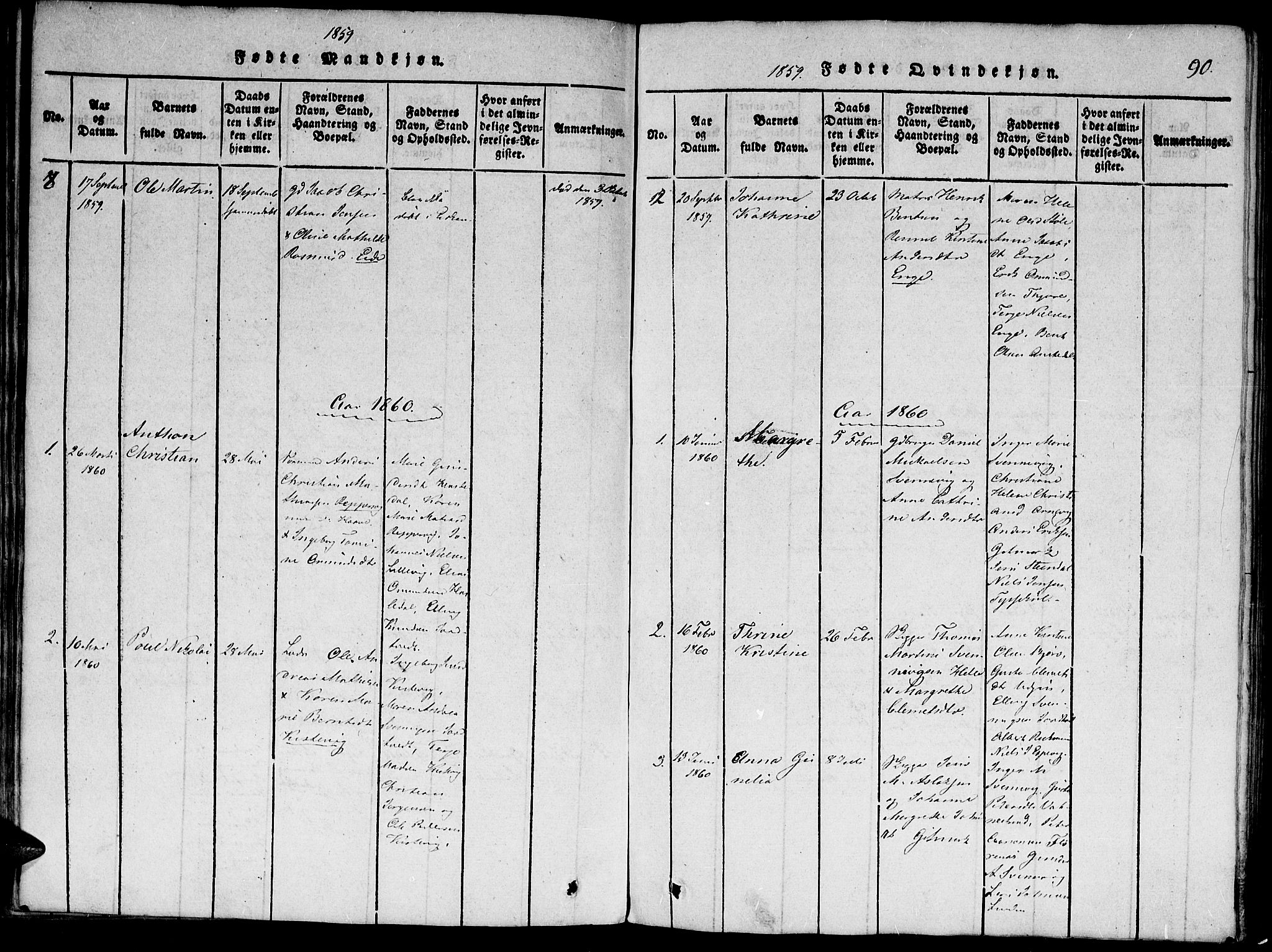 Hommedal sokneprestkontor, AV/SAK-1111-0023/F/Fa/Faa/L0001: Parish register (official) no. A 1, 1816-1860, p. 90