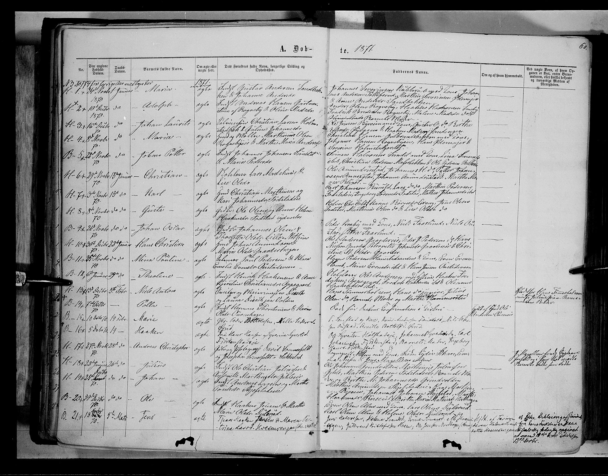 Østre Toten prestekontor, SAH/PREST-104/H/Ha/Haa/L0005: Parish register (official) no. 5, 1866-1877, p. 60