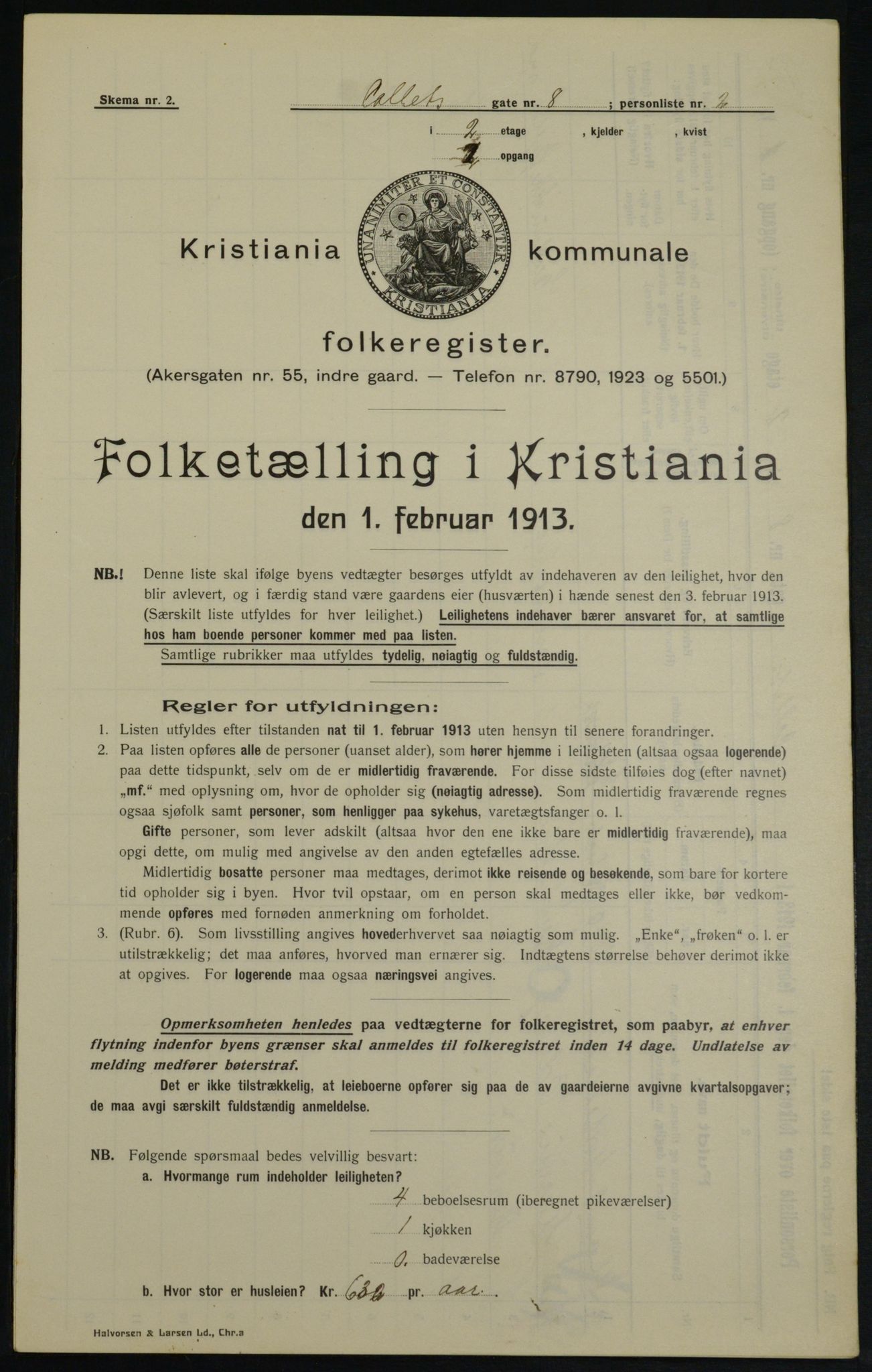 OBA, Municipal Census 1913 for Kristiania, 1913, p. 13096