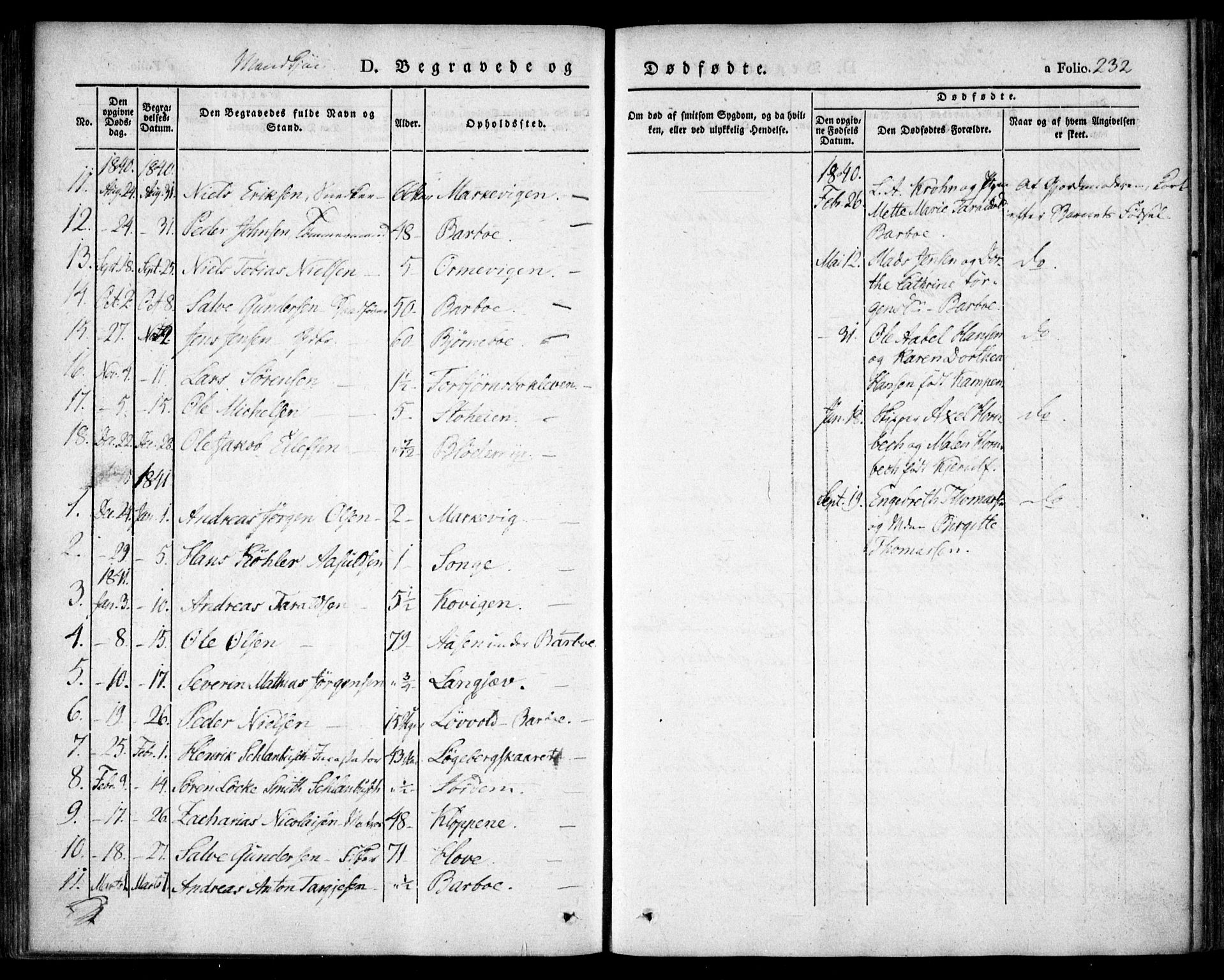 Tromøy sokneprestkontor, SAK/1111-0041/F/Fa/L0004: Parish register (official) no. A 4, 1837-1846, p. 232