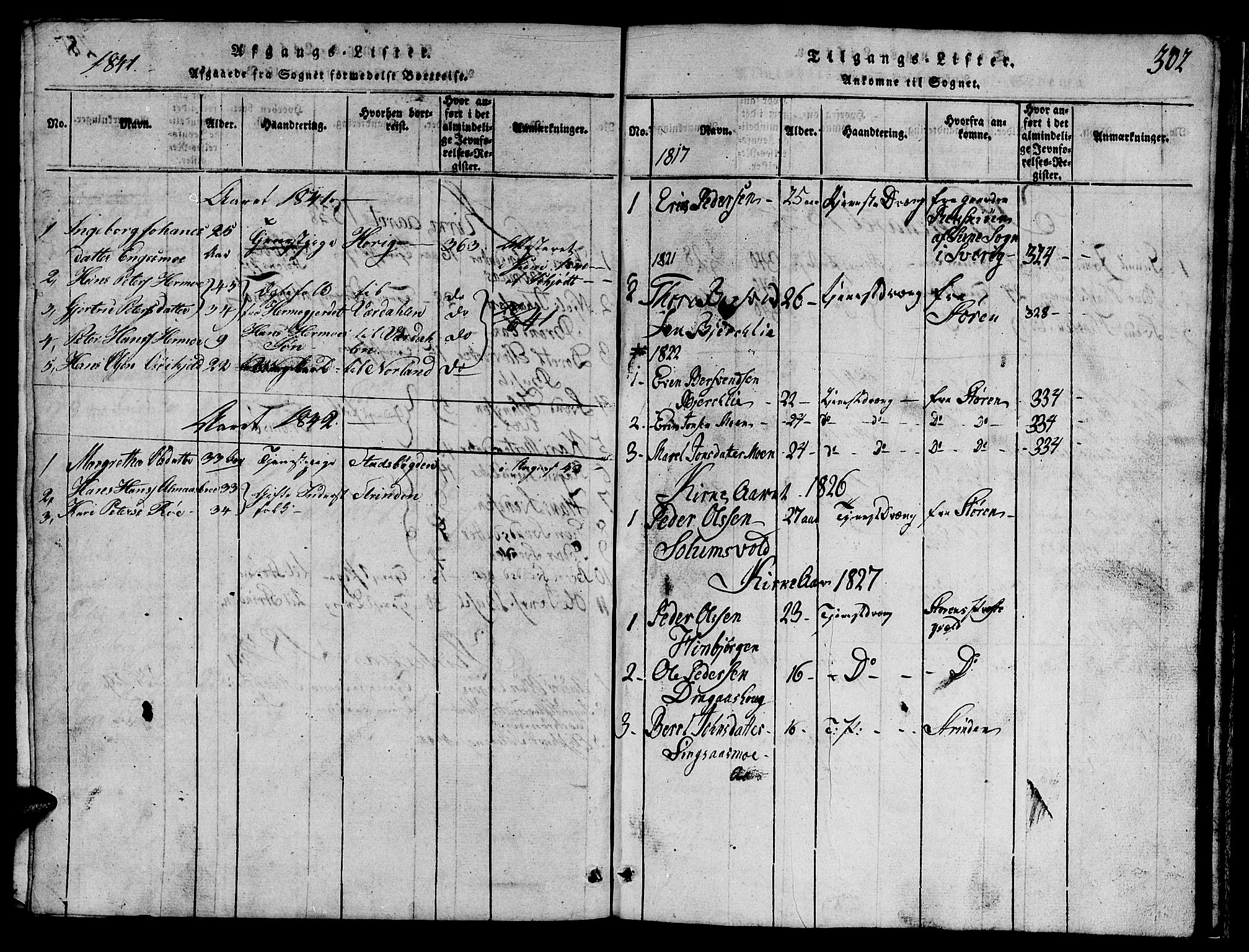 Ministerialprotokoller, klokkerbøker og fødselsregistre - Sør-Trøndelag, SAT/A-1456/688/L1026: Parish register (copy) no. 688C01, 1817-1860, p. 302