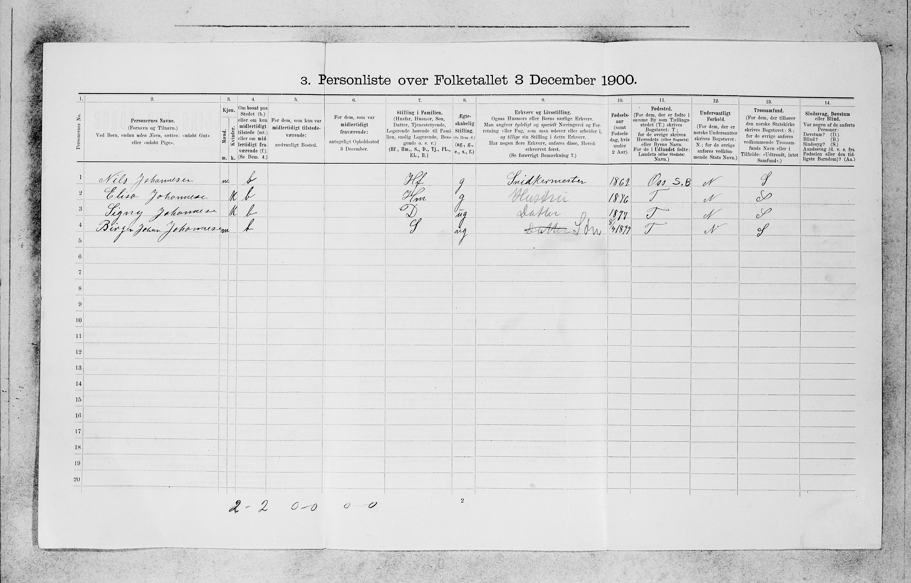 SAB, 1900 census for Bergen, 1900, p. 11284