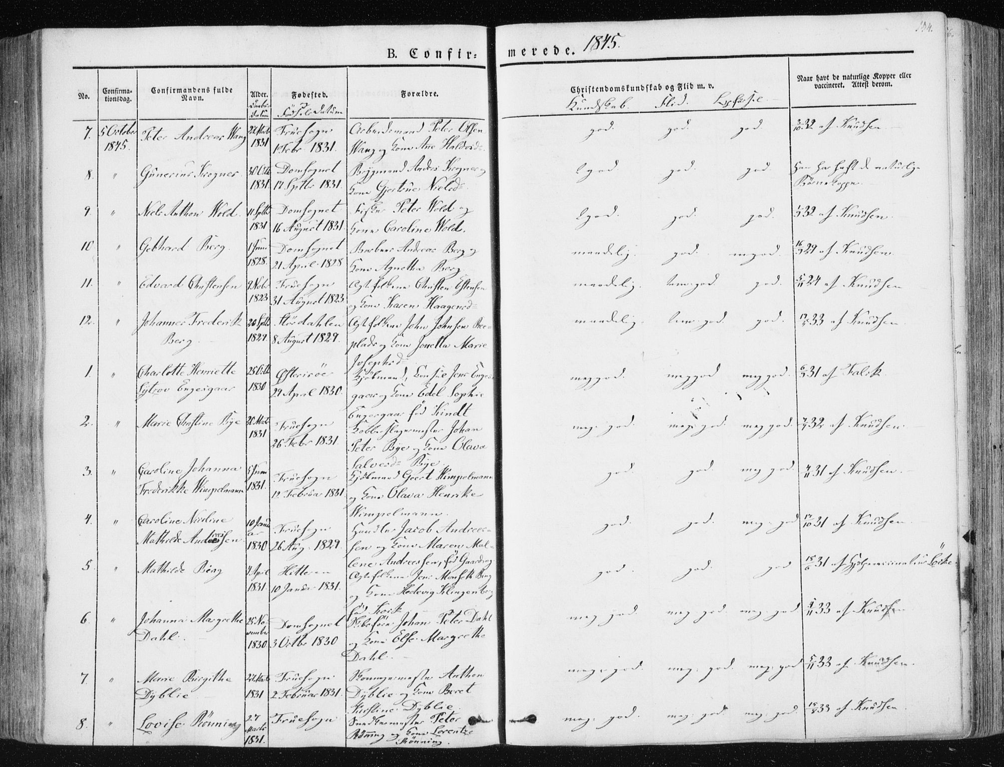 Ministerialprotokoller, klokkerbøker og fødselsregistre - Sør-Trøndelag, SAT/A-1456/602/L0110: Parish register (official) no. 602A08, 1840-1854, p. 154