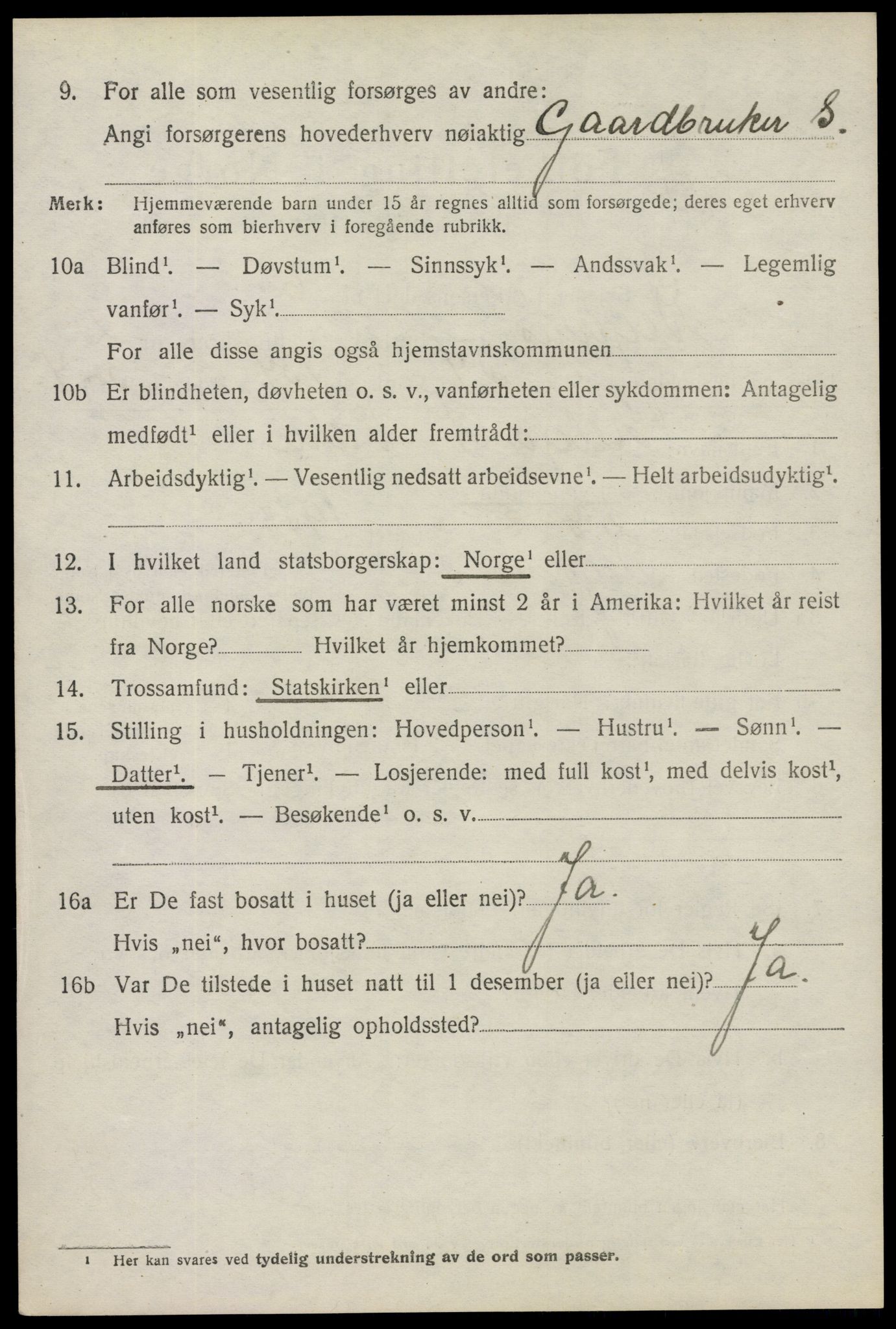 SAO, 1920 census for Degernes, 1920, p. 2089