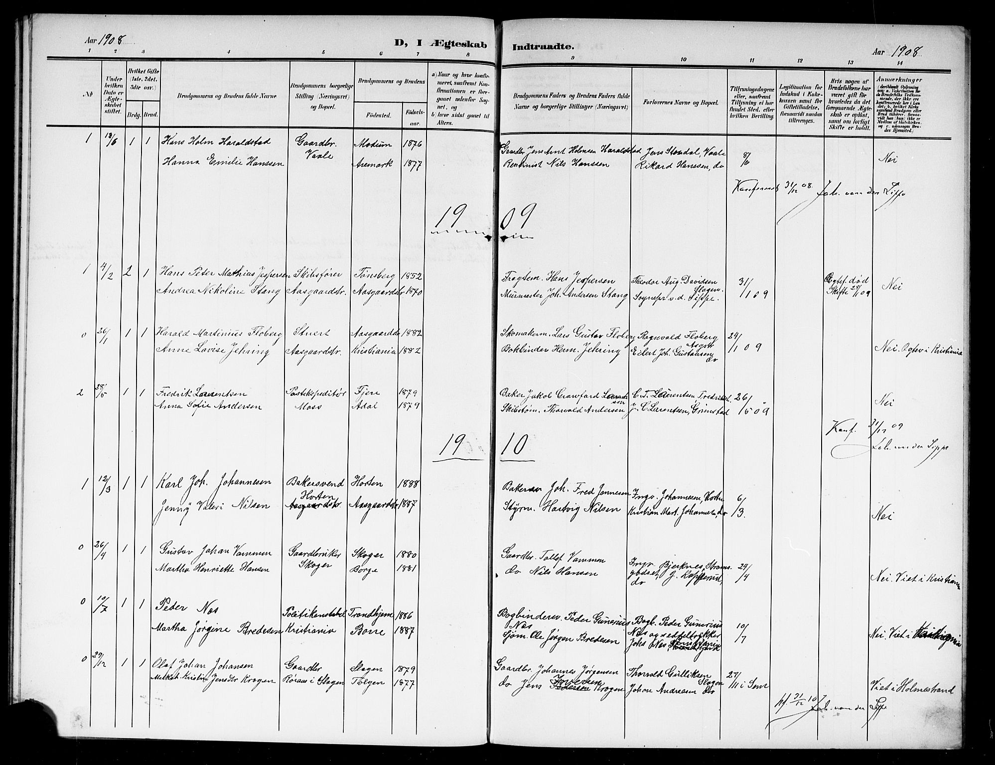 Borre kirkebøker, SAKO/A-338/G/Gc/L0001: Parish register (copy) no. III 1, 1907-1920