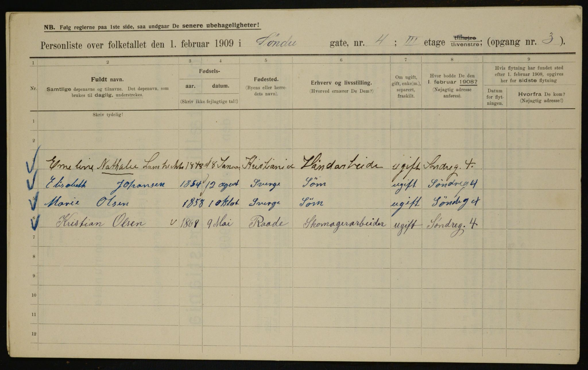 OBA, Municipal Census 1909 for Kristiania, 1909, p. 96333