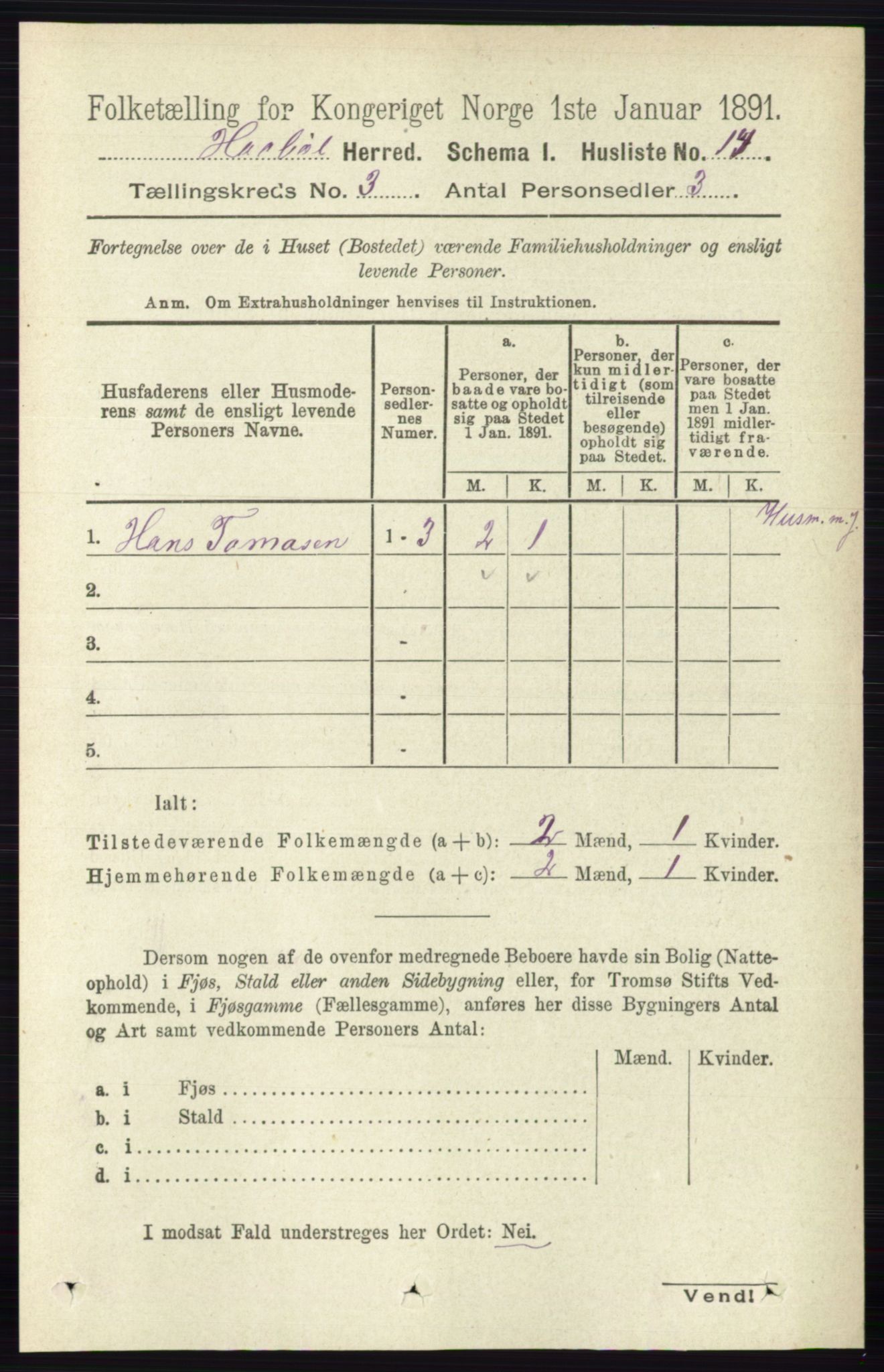 RA, 1891 census for 0138 Hobøl, 1891, p. 1606