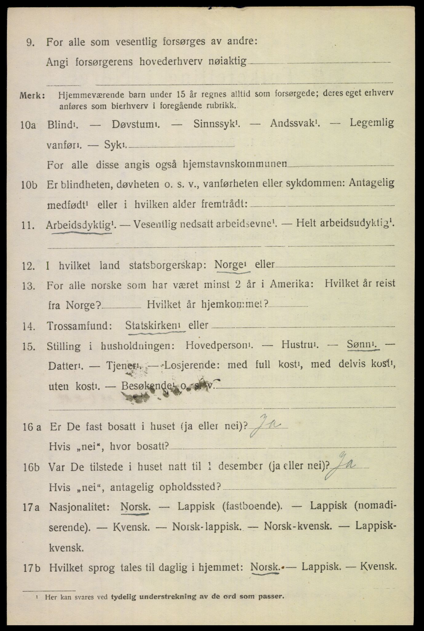 SAT, 1920 census for Tysfjord, 1920, p. 946