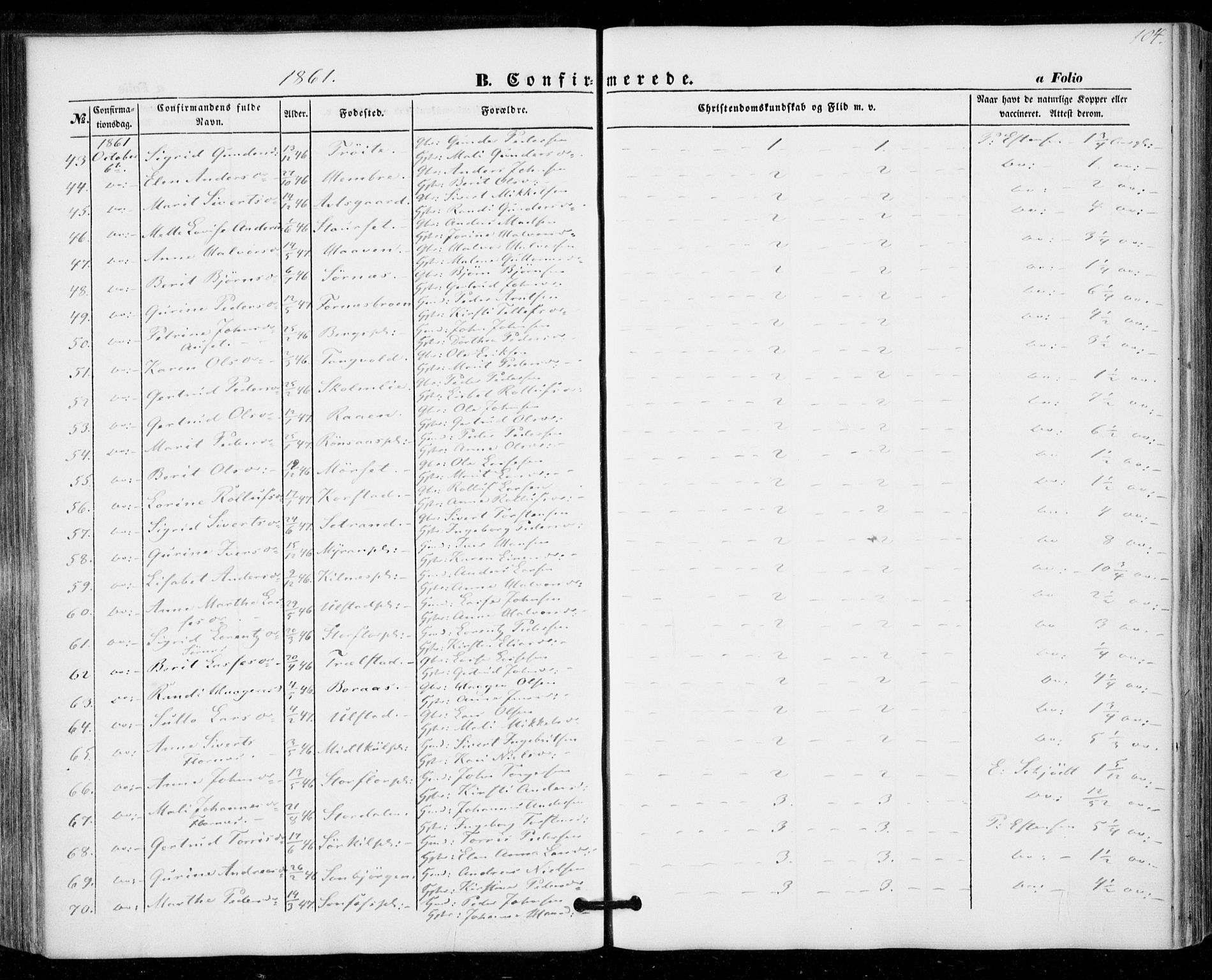 Ministerialprotokoller, klokkerbøker og fødselsregistre - Nord-Trøndelag, SAT/A-1458/703/L0028: Parish register (official) no. 703A01, 1850-1862, p. 104