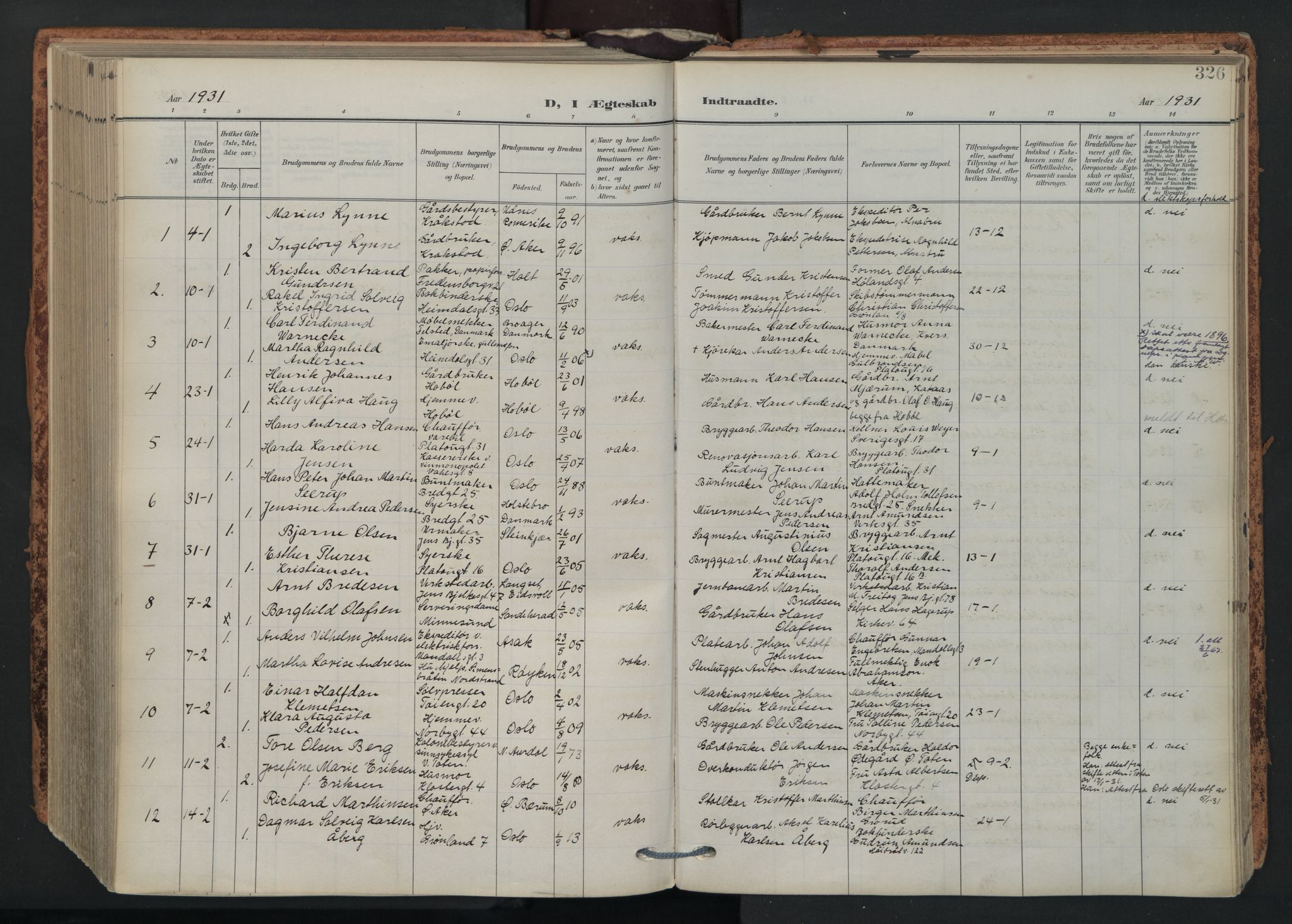 Grønland prestekontor Kirkebøker, SAO/A-10848/F/Fa/L0017: Parish register (official) no. 17, 1906-1934, p. 326