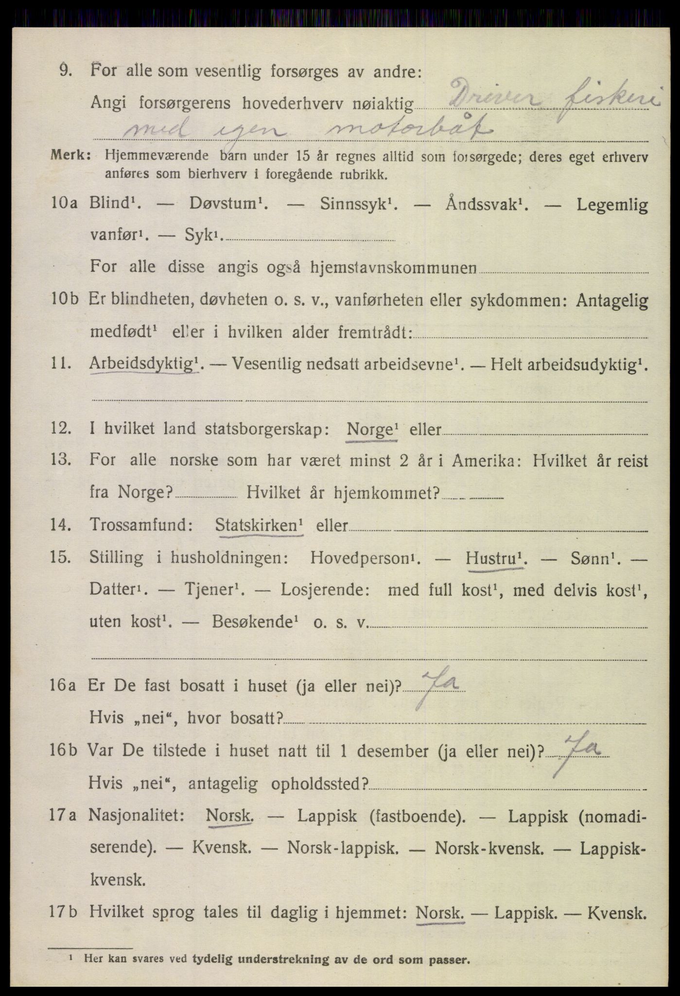 SAT, 1920 census for Hamarøy, 1920, p. 3181