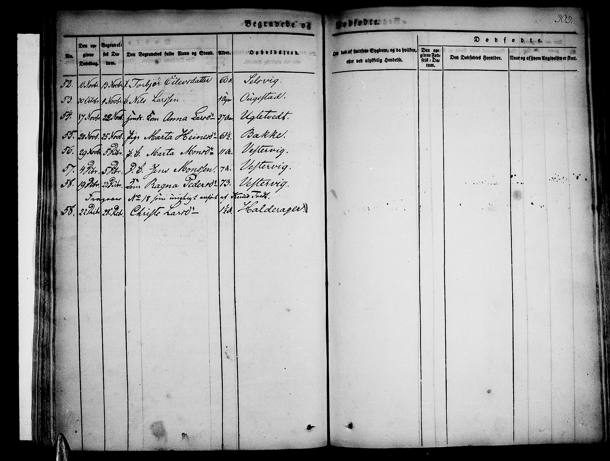 Strandebarm sokneprestembete, AV/SAB-A-78401/H/Haa: Parish register (official) no. A 6, 1826-1843, p. 303