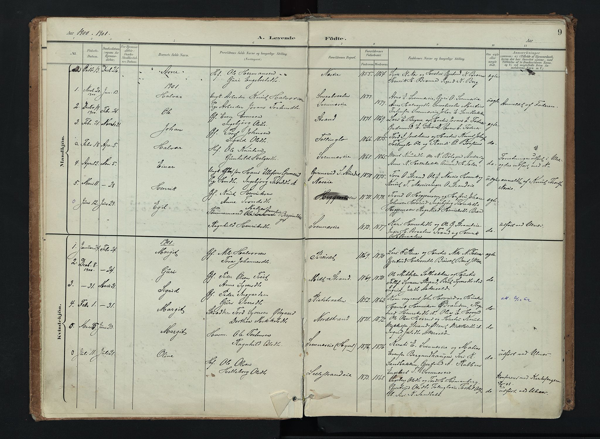 Nord-Aurdal prestekontor, SAH/PREST-132/H/Ha/Haa/L0016: Parish register (official) no. 16, 1897-1925, p. 9