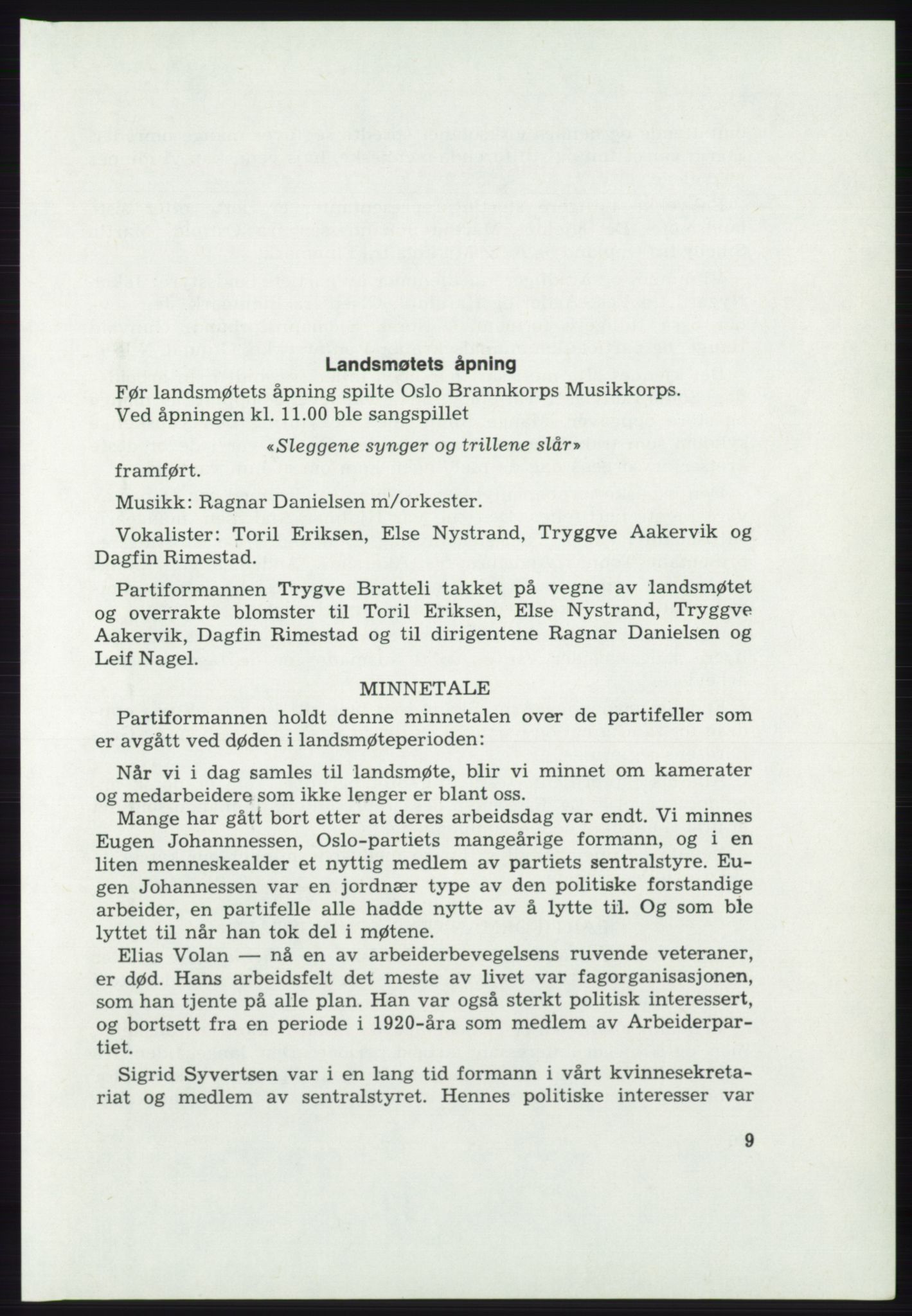 Det norske Arbeiderparti - publikasjoner, AAB/-/-/-: Protokoll over forhandlingene på det 46. ordinære landsmøte 20.-23. april 1975, 1975, p. 9
